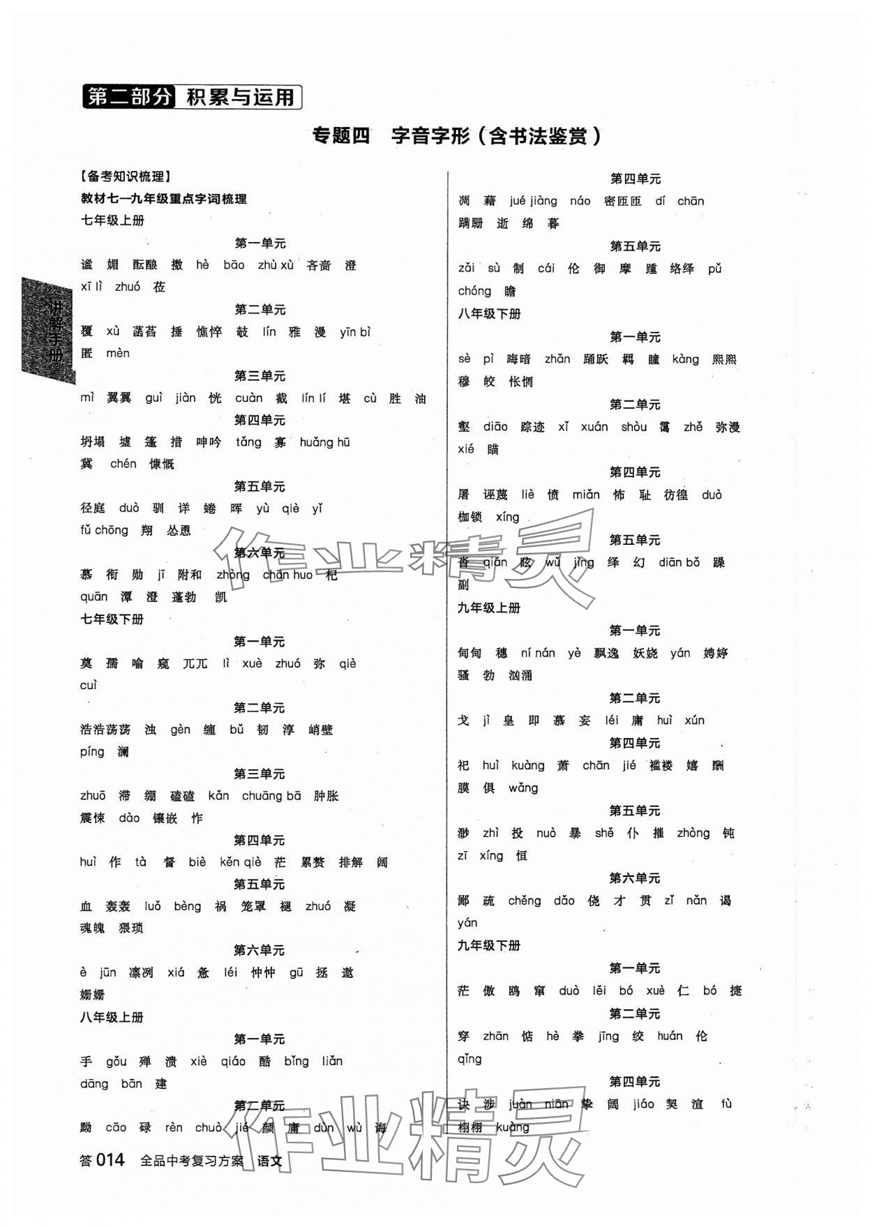 2024年全品中考復(fù)習(xí)方案語文 參考答案第13頁