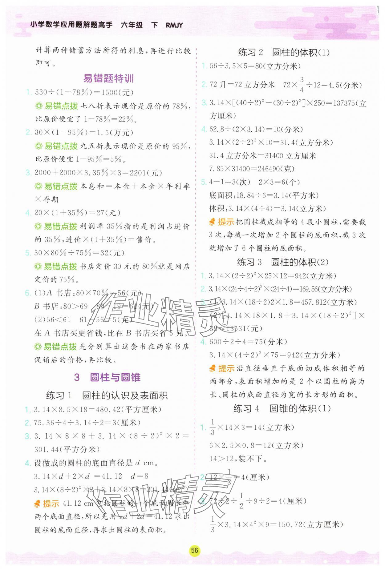 2025年应用题解题高手六年级数学下册人教版 第2页