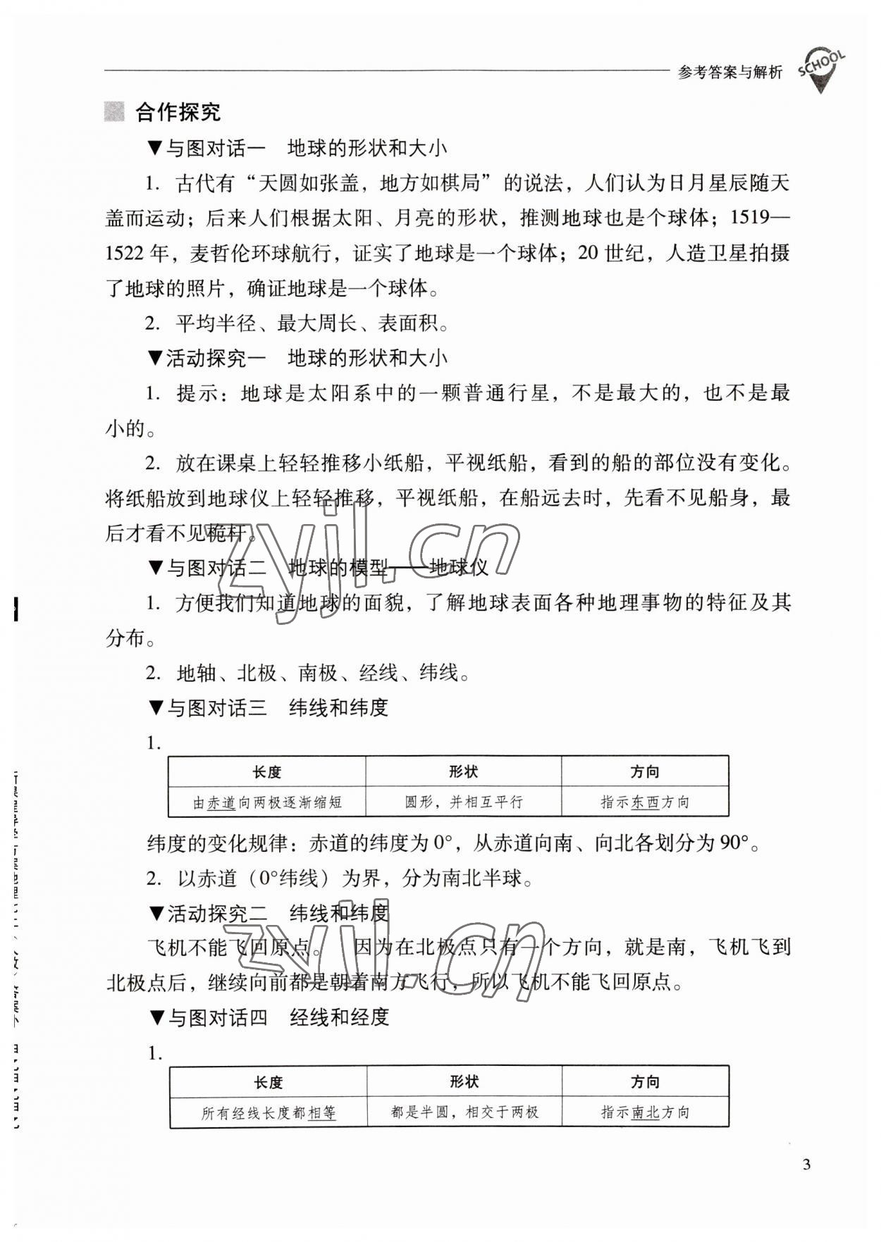 2023年新课程问题解决导学方案七年级地理上册人教版 参考答案第3页