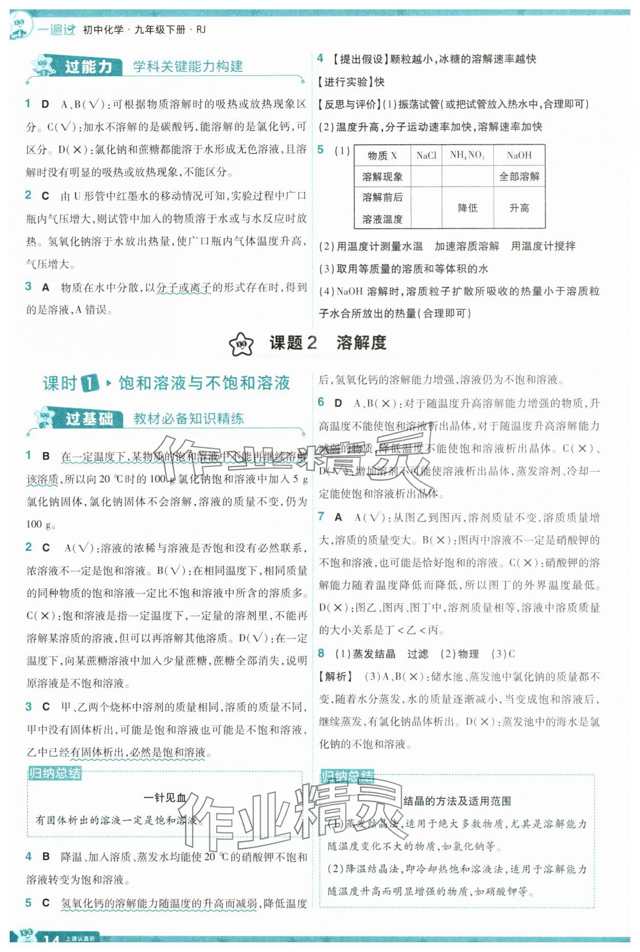 2025年一遍過九年級(jí)化學(xué)下冊(cè)人教版 參考答案第14頁