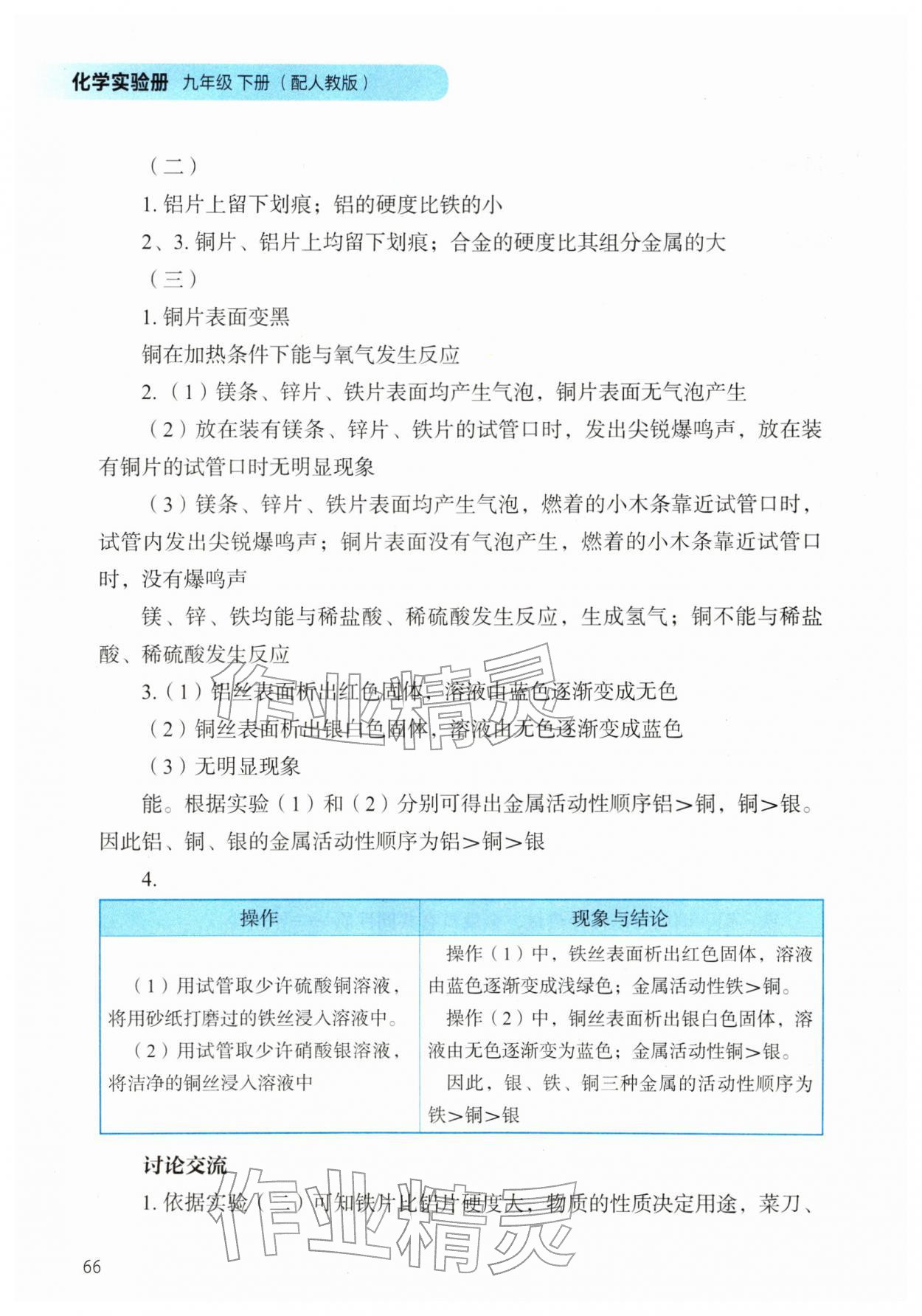2026年化学实验册九年级下册人教版&nbsp;第2页
