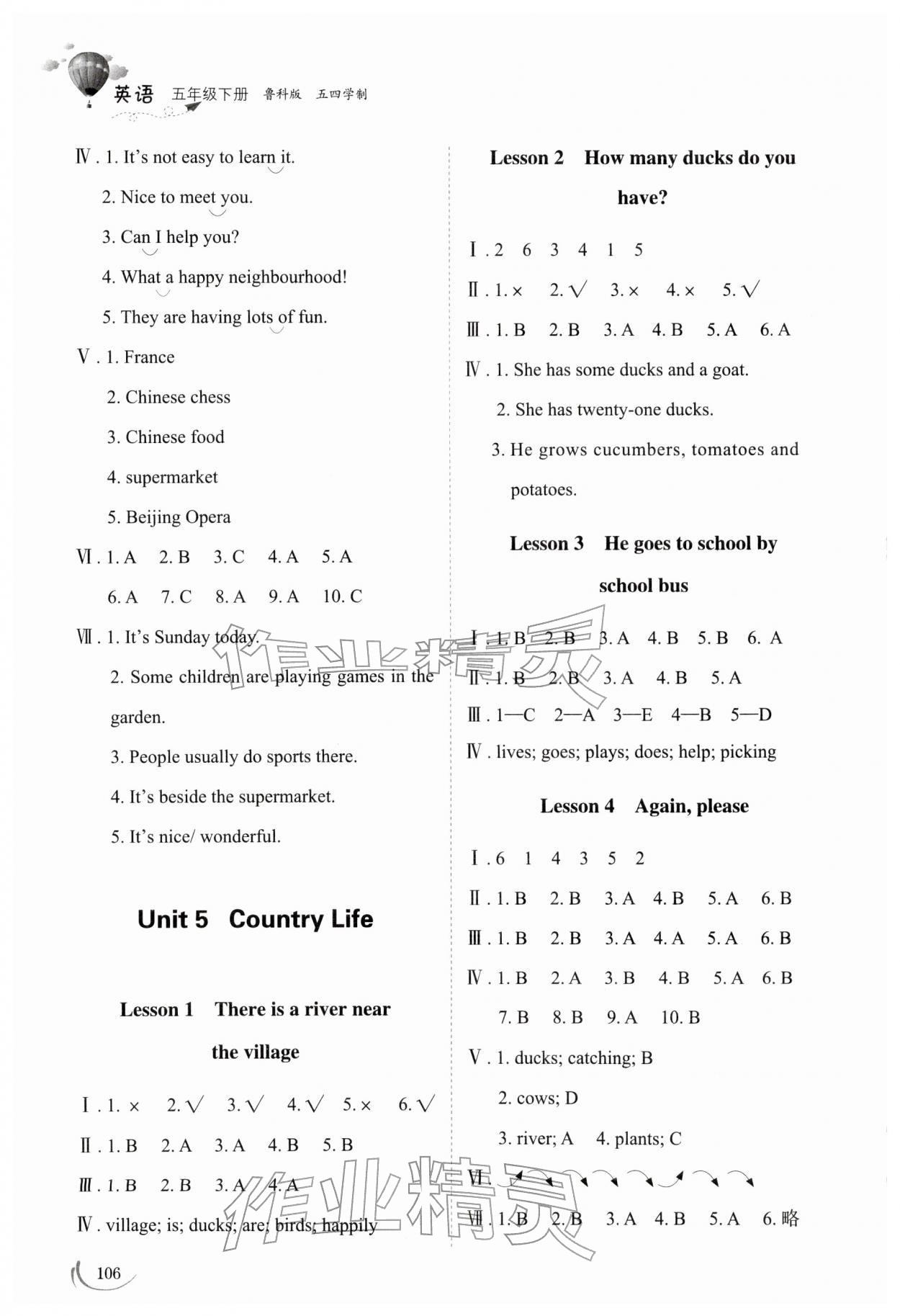 2026年同步练习册五年级英语下册鲁科版54制山东科学技术出版社&nbsp;第5页