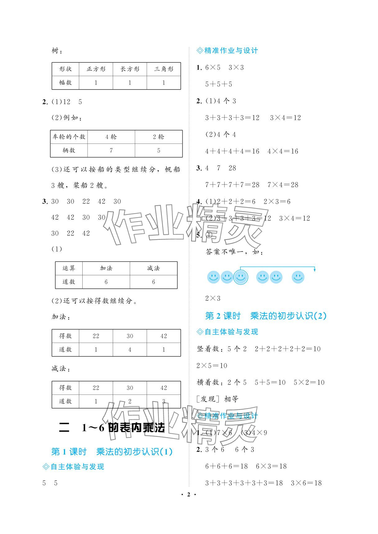 2025年新课程学习指导海南出版社二年级数学上册人教版 参考答案第2页