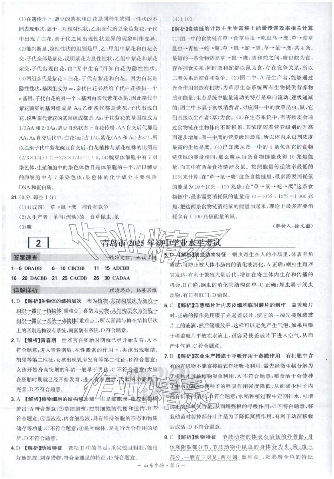 2026年天利38套中考试题精选八年级生物山东专版 第5页