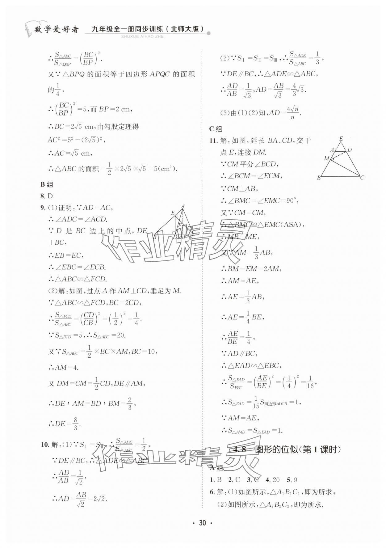 2024年數(shù)學愛好者同步訓練九年級全一冊北師大版 第30頁