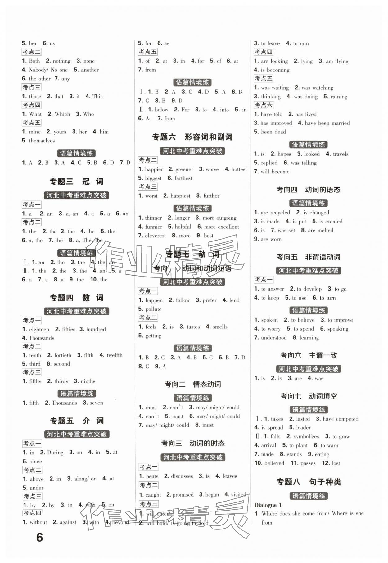 2025年全優(yōu)中考系統(tǒng)總復(fù)習(xí)英語(yǔ)河北專用 參考答案第6頁(yè)