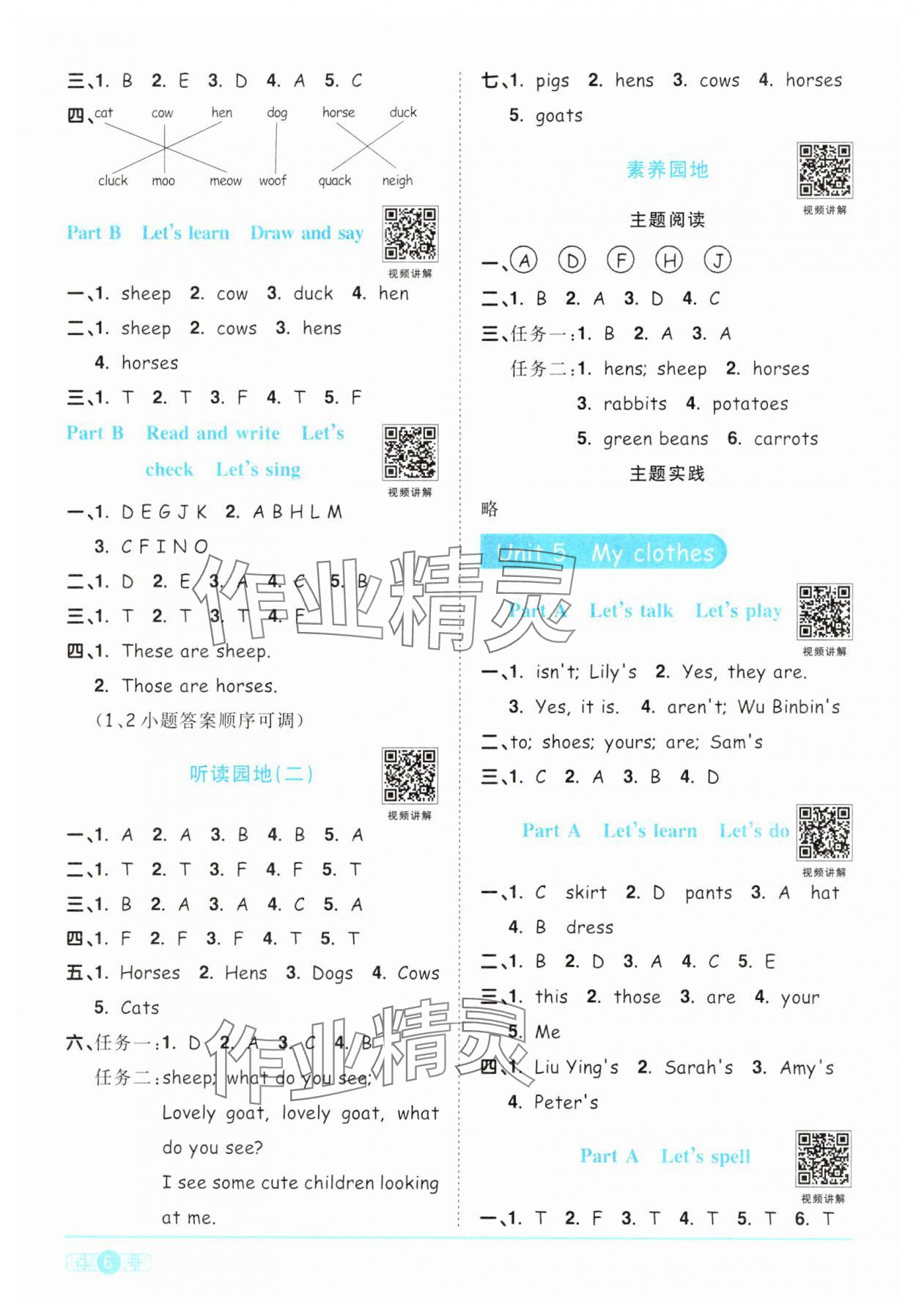 2025年阳光同学课时优化作业四年级英语下册人教版 第6页