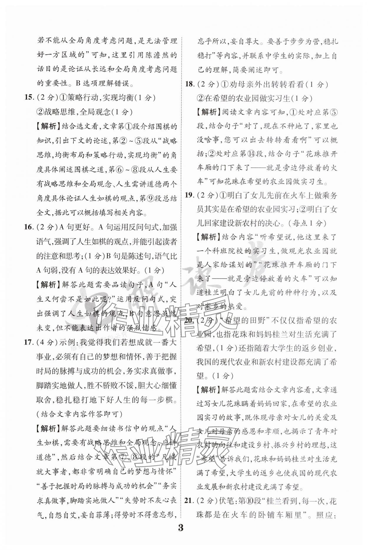 2024年解讀卷中考模擬卷語(yǔ)文寧夏專版 參考答案第3頁(yè)