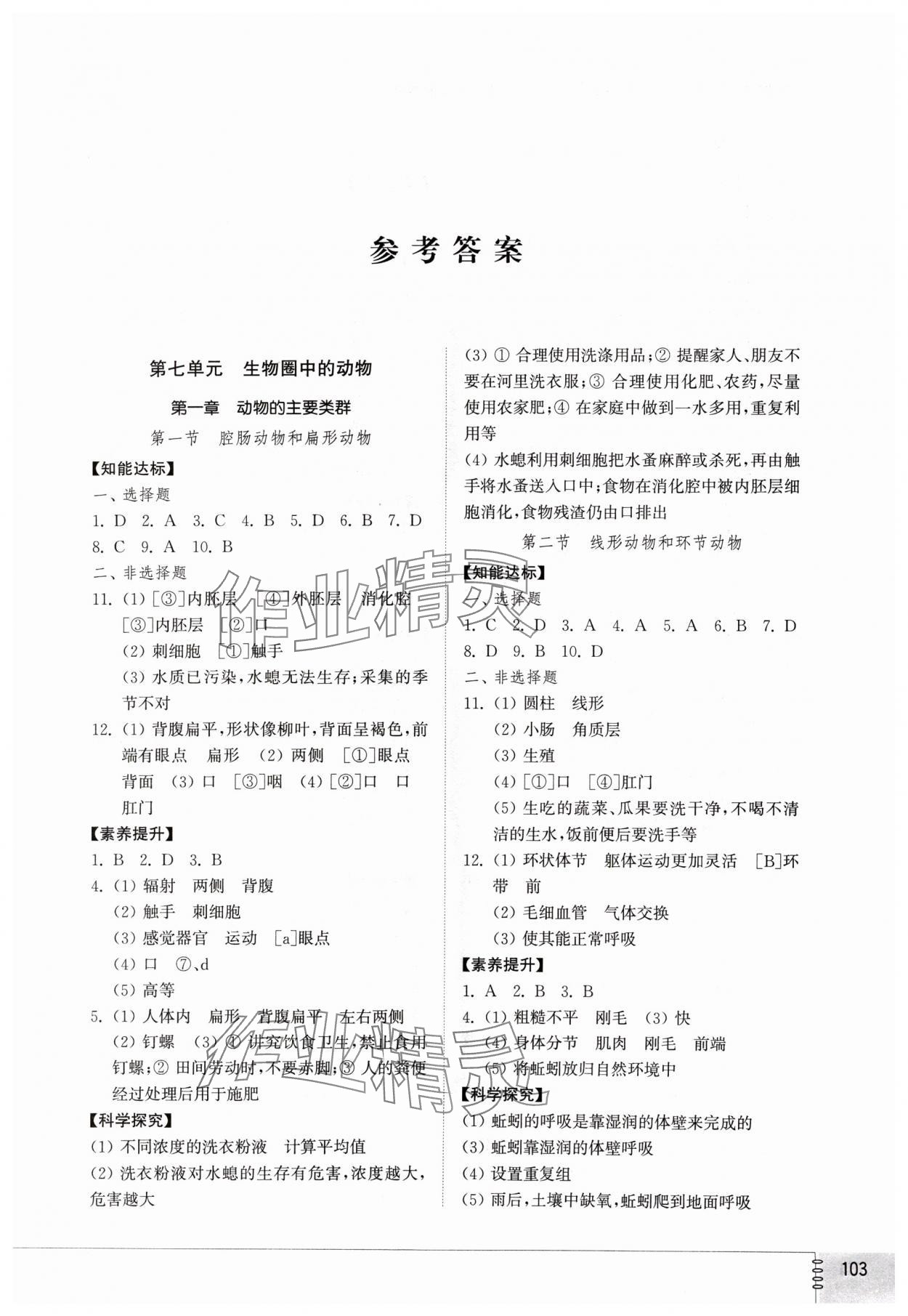 2024年初中同步練習(xí)冊八年級生物學(xué)上冊魯科版54制山東教育出版社 第1頁