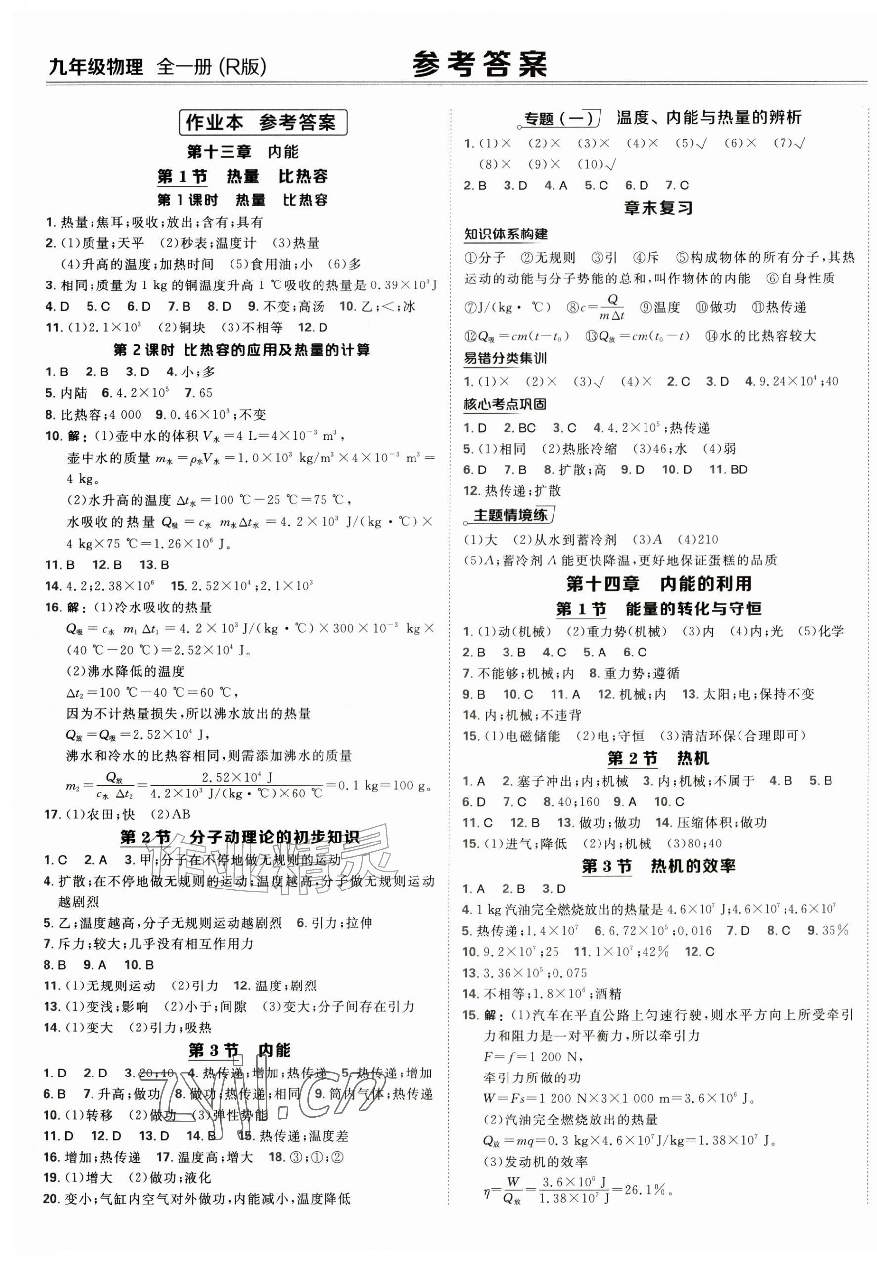 2026年点拨训练九年级物理全一册人教版&nbsp;第1页
