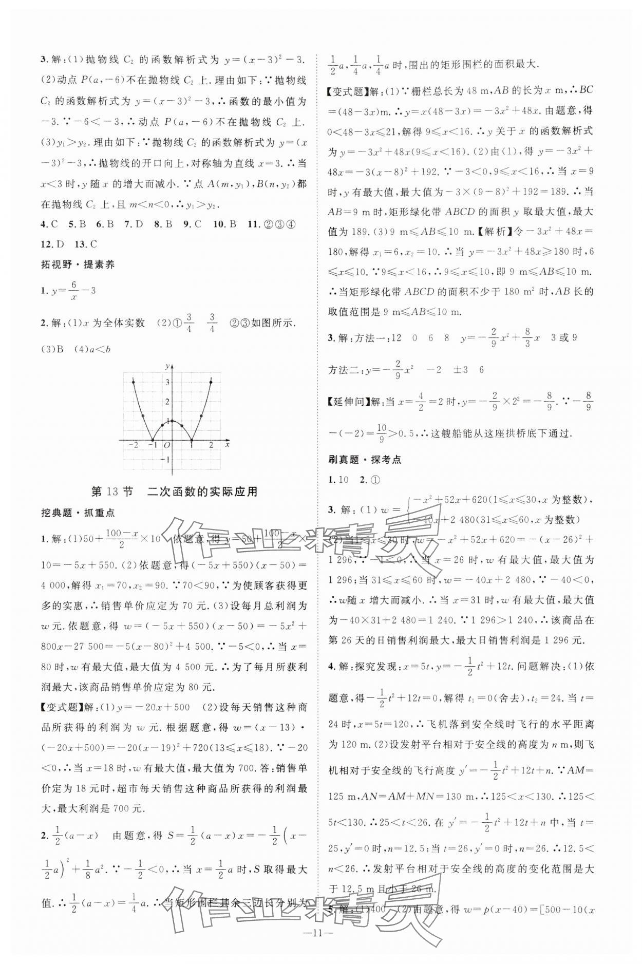 2024年名師測控中考特訓(xùn)方案數(shù)學(xué)湖北專版 參考答案第11頁