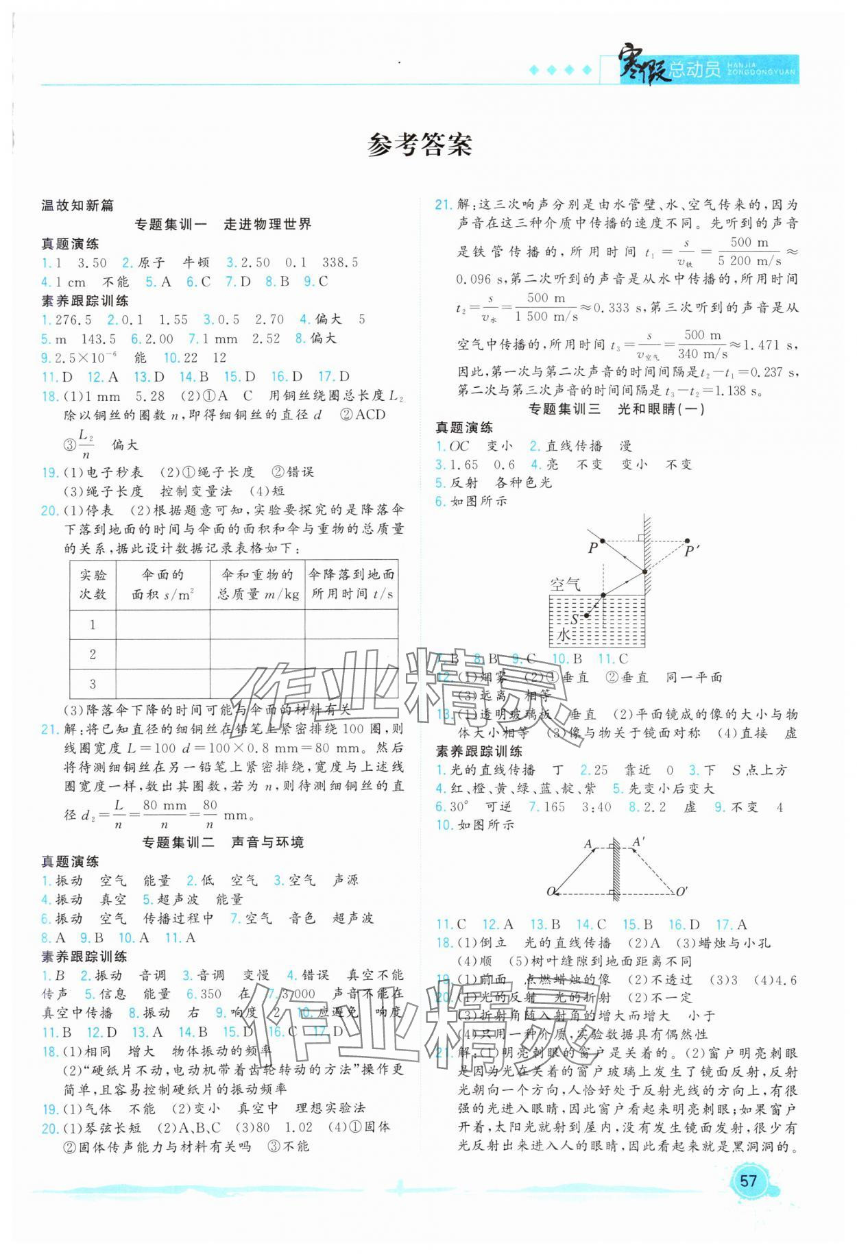 2025年寒假总动员合肥工业大学出版社八年级物理全一册沪粤版 第1页