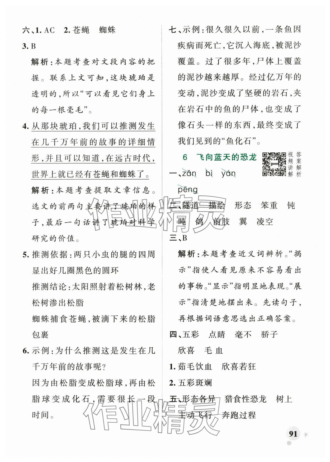 2025年綠卡小學(xué)作業(yè)本四年級語文下冊人教版河南專版 參考答案第7頁