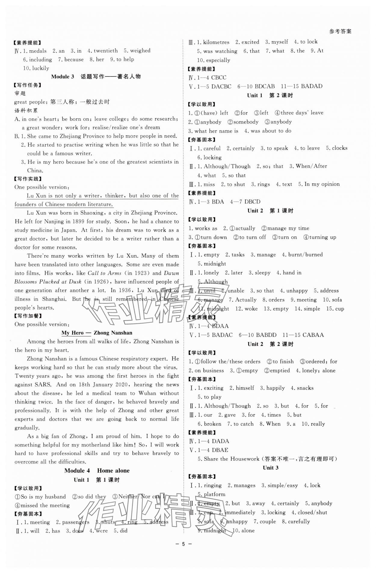 2025年全效學(xué)習(xí)九年級英語全一冊外研版 參考答案第4頁