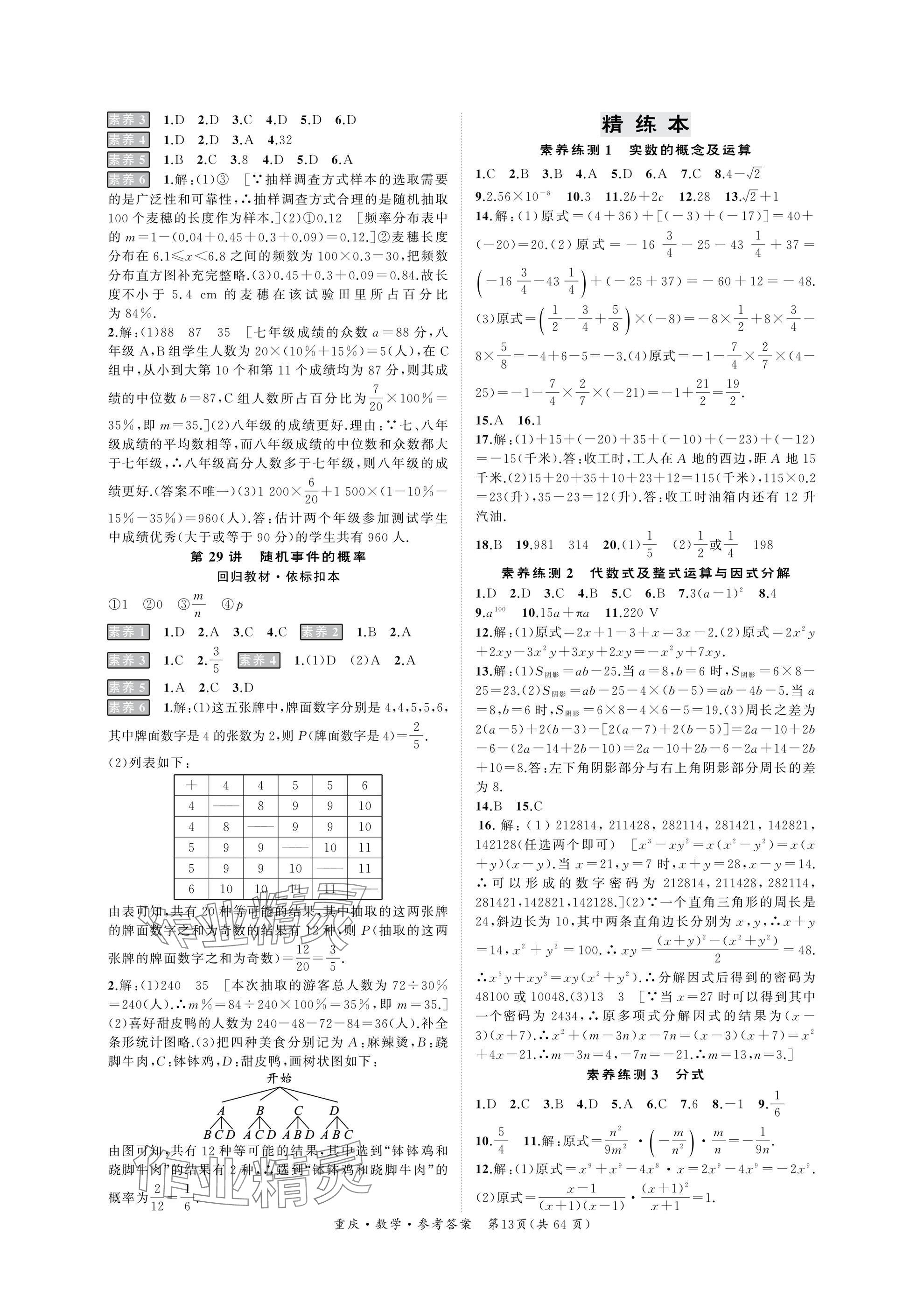 2025年學(xué)本課堂數(shù)學(xué)中考重慶專版 參考答案第13頁