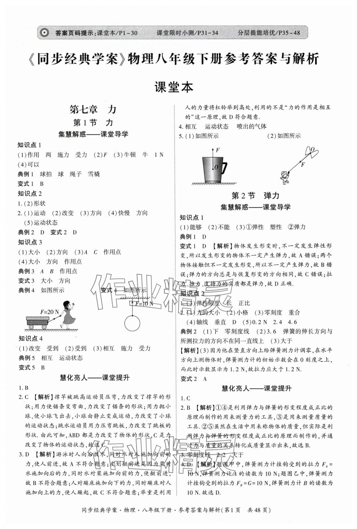 2025年同步經(jīng)典學(xué)案八年級物理下冊 第1頁