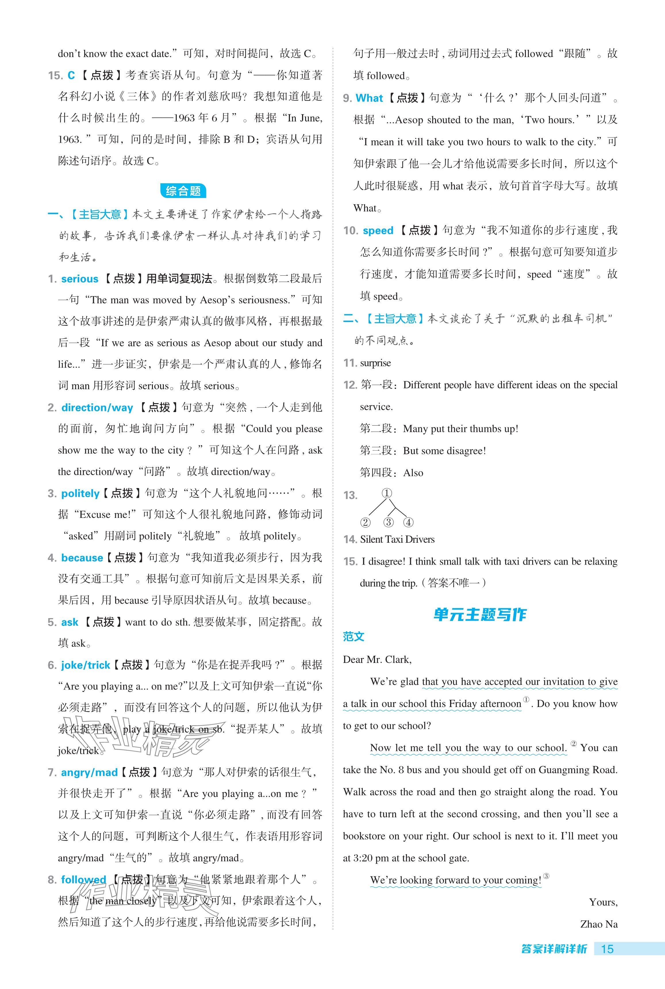 2024年綜合應(yīng)用創(chuàng)新題典中點(diǎn)九年級(jí)英語全一冊(cè)人教版 參考答案第15頁