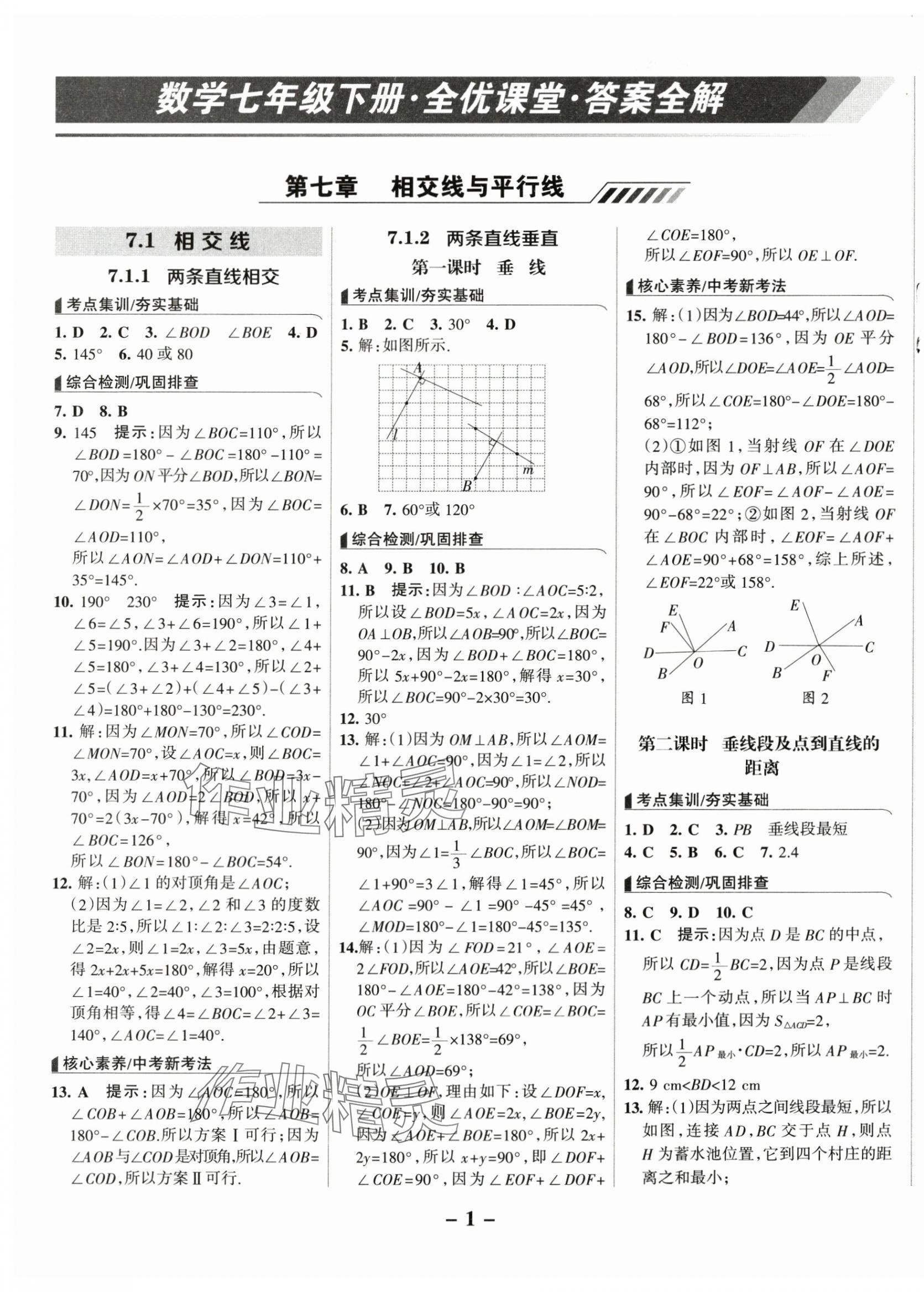 2025年全优课堂考点集训与满分备考七年级数学下册 第1页