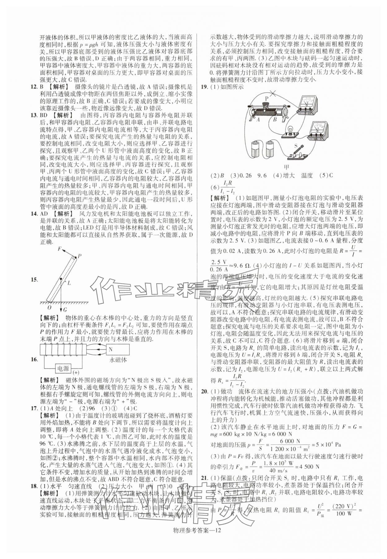2025年澤睿文化真題匯編卷物理中考河南專版 參考答案第12頁