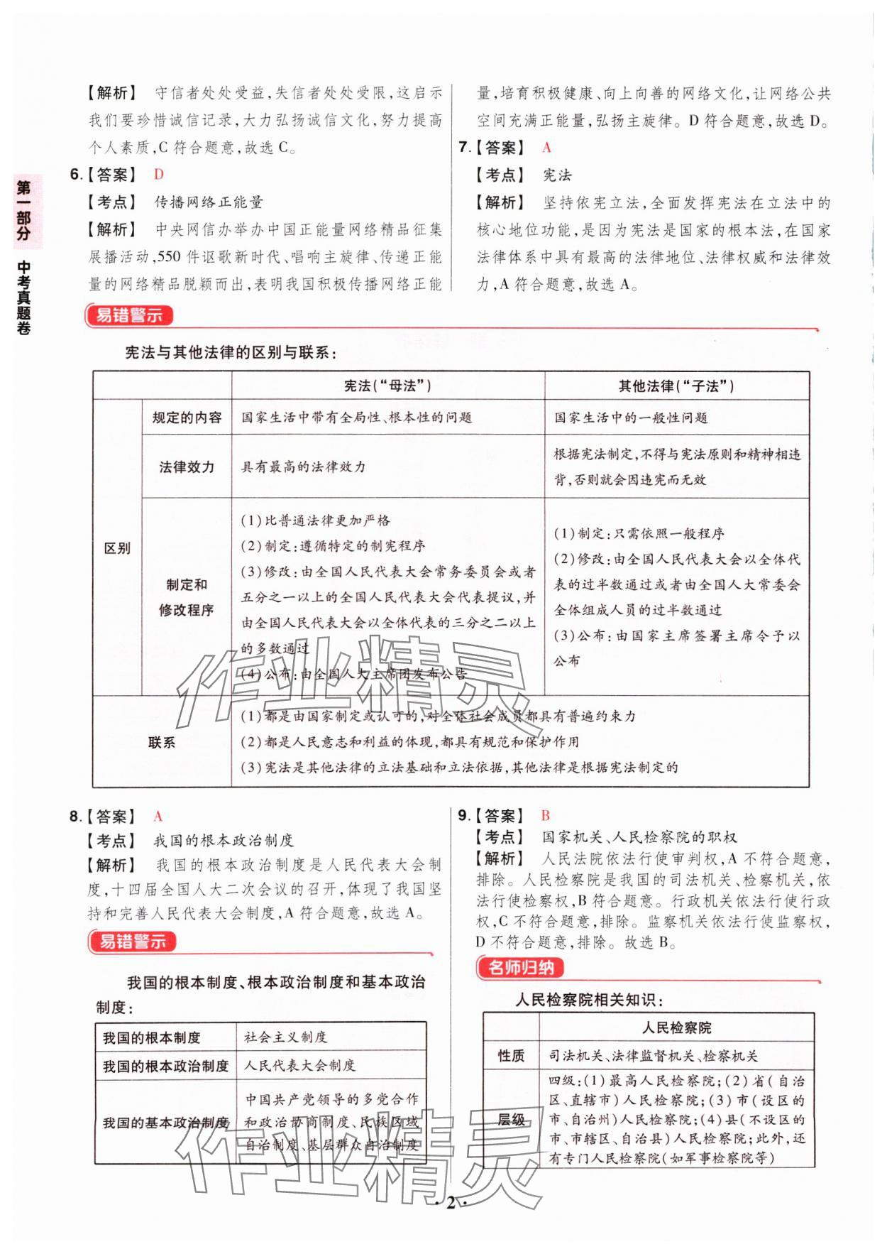 2025年晉一中考山西真題道德與法治 參考答案第2頁