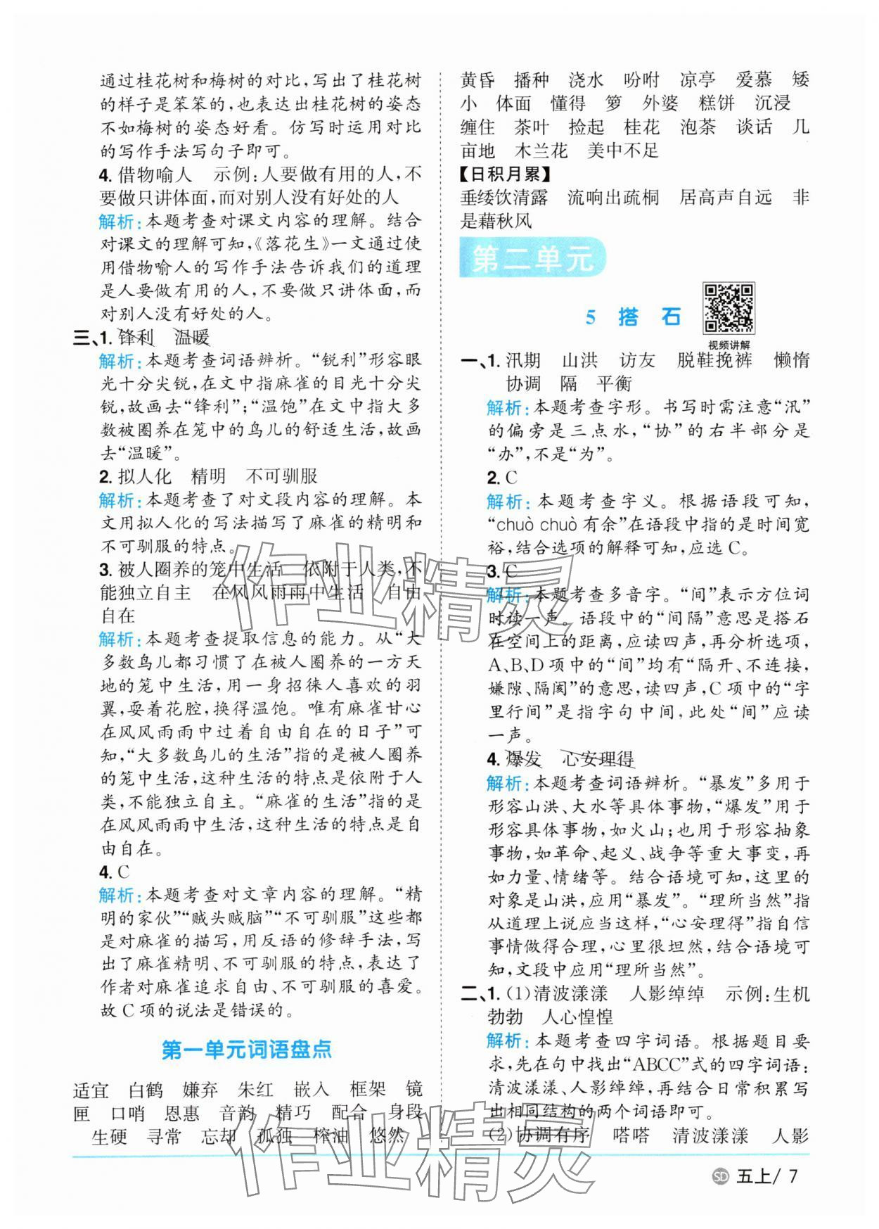 2025年陽光同學(xué)課時優(yōu)化作業(yè)五年級語文上冊人教版菏澤專版 第7頁