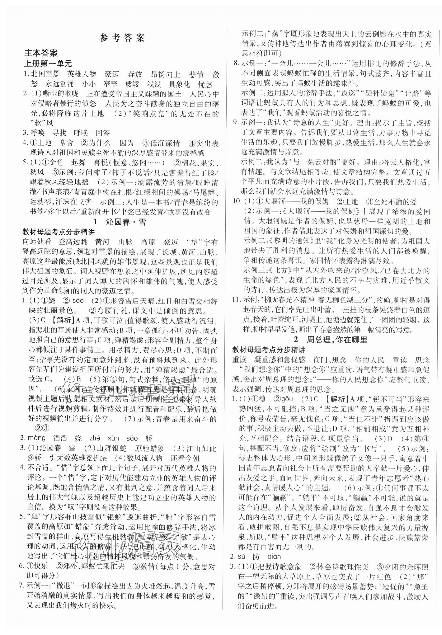 2025年畅行课堂九年级语文全一册人教版广西专版 第1页