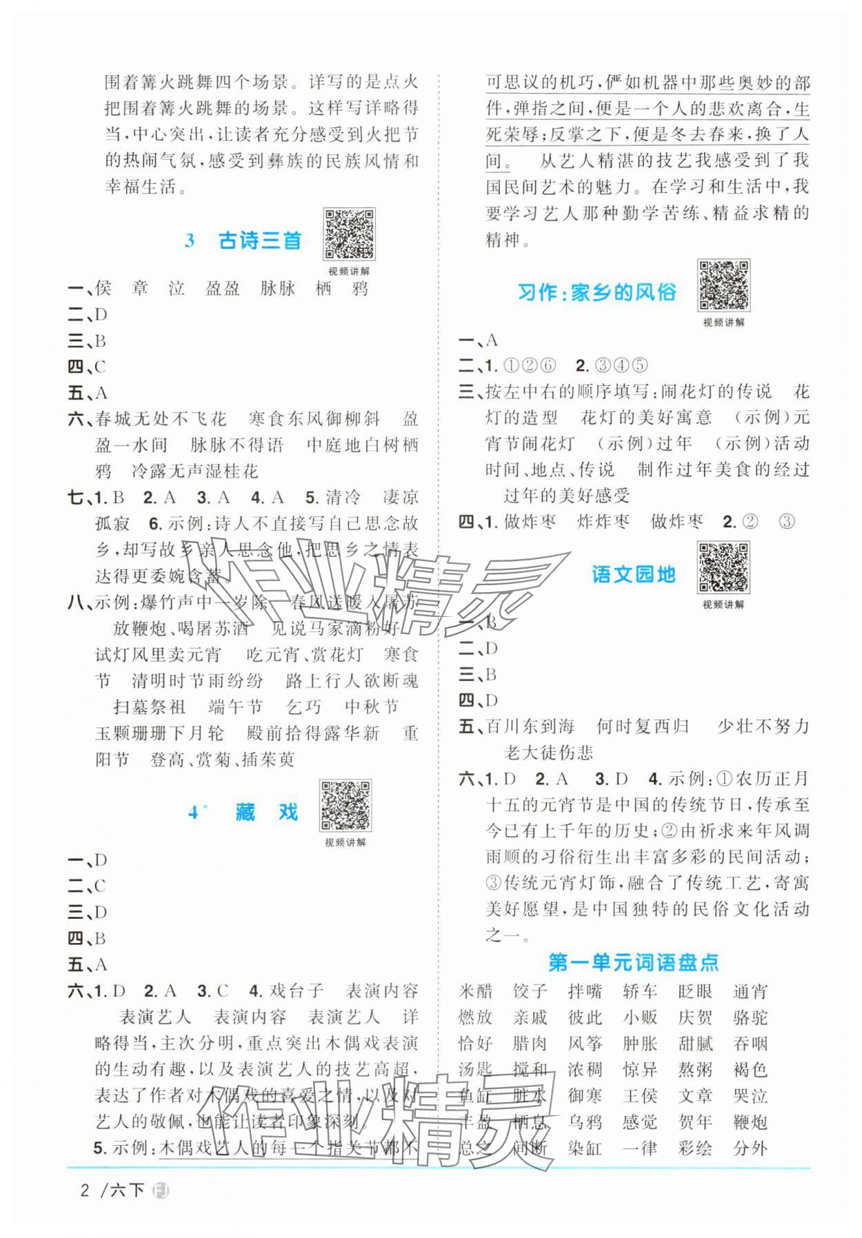 2024年阳光同学课时优化作业六年级语文下册人教版福建专版 第2页