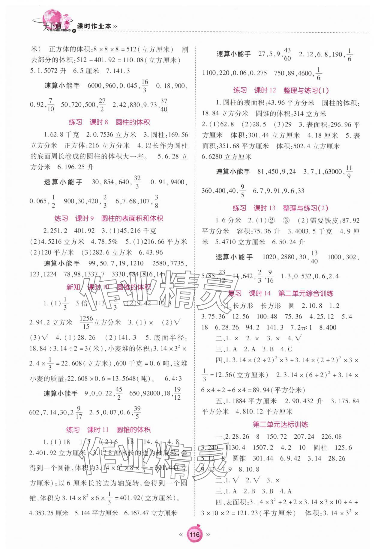 2024年天下通课时作业本六年级数学下册苏教版 第2页