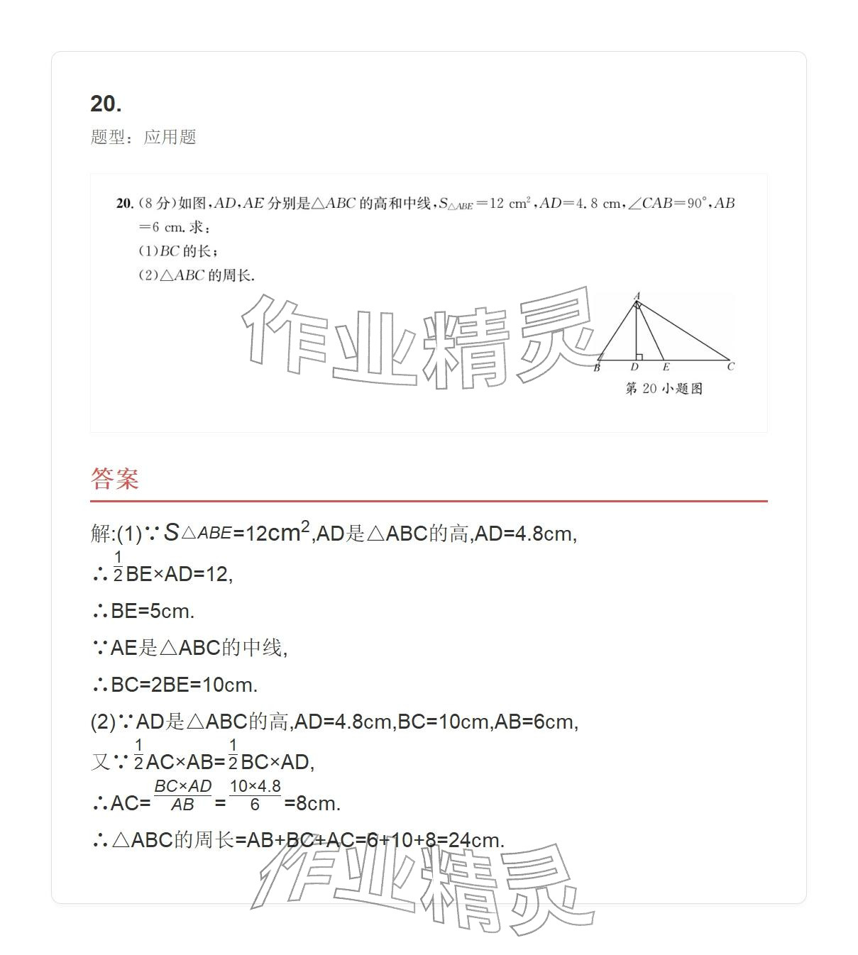 2025年学业水平评价八年级数学上册人教版 参考答案第20页