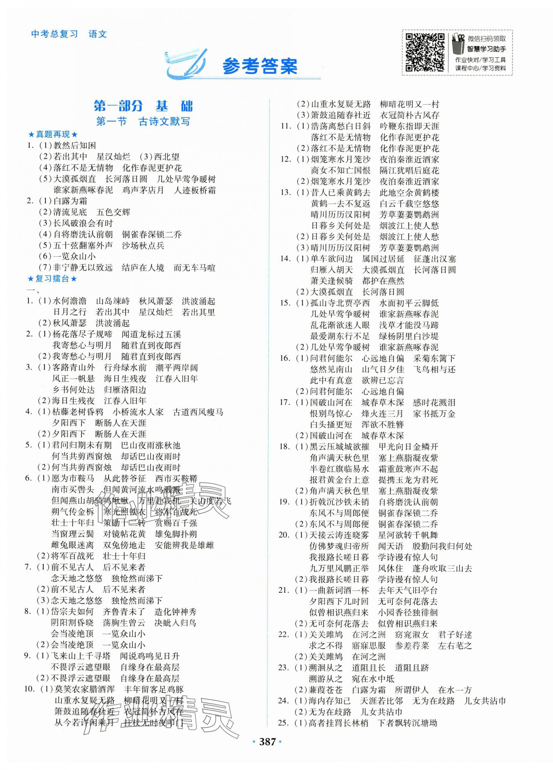 2025年中考總復習語文廣東人民出版社 第1頁