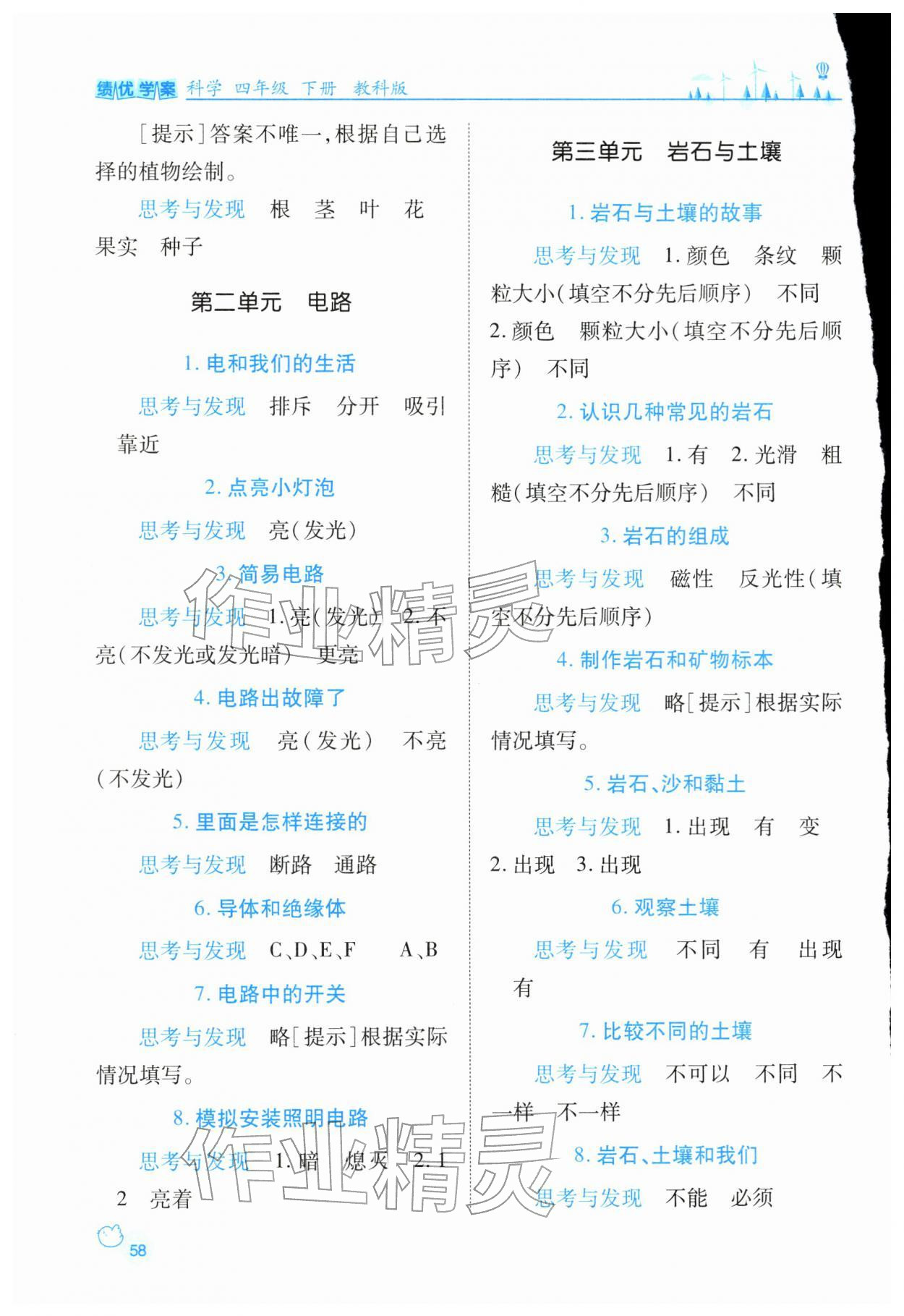2026年绩优学案四年级科学下册教科版&nbsp;第2页