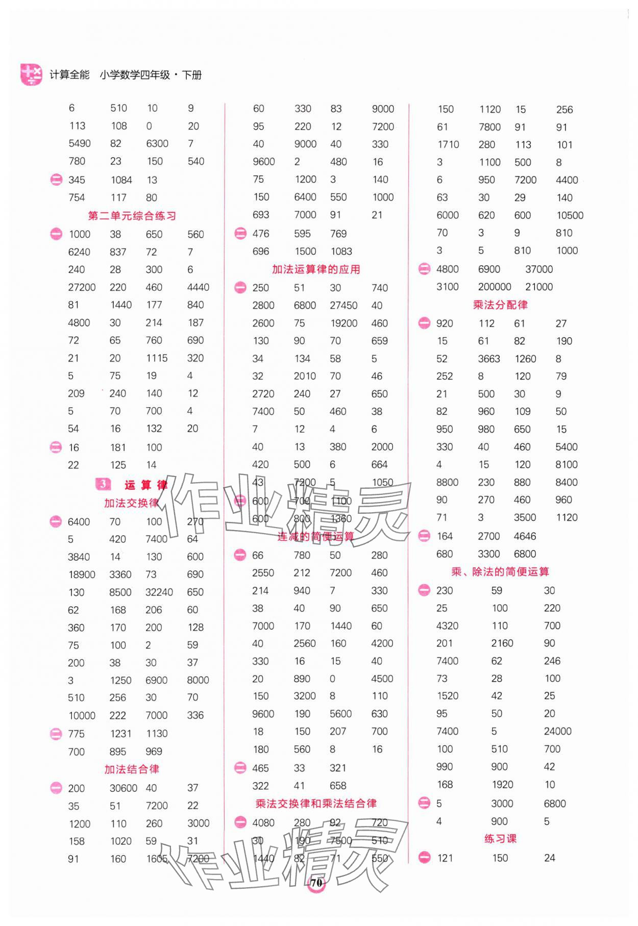2025年計算全能四年級數學下冊人教版 第2頁