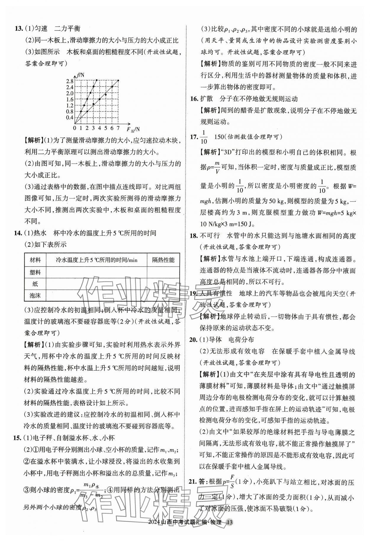 2024年山西中考試題匯編物理 參考答案第12頁