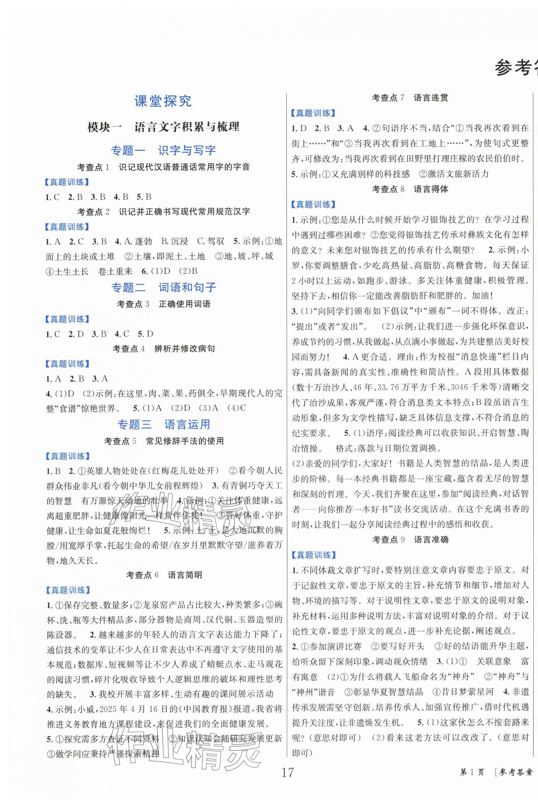 2026年全效学习中考总复习语文四川专版&nbsp;第1页