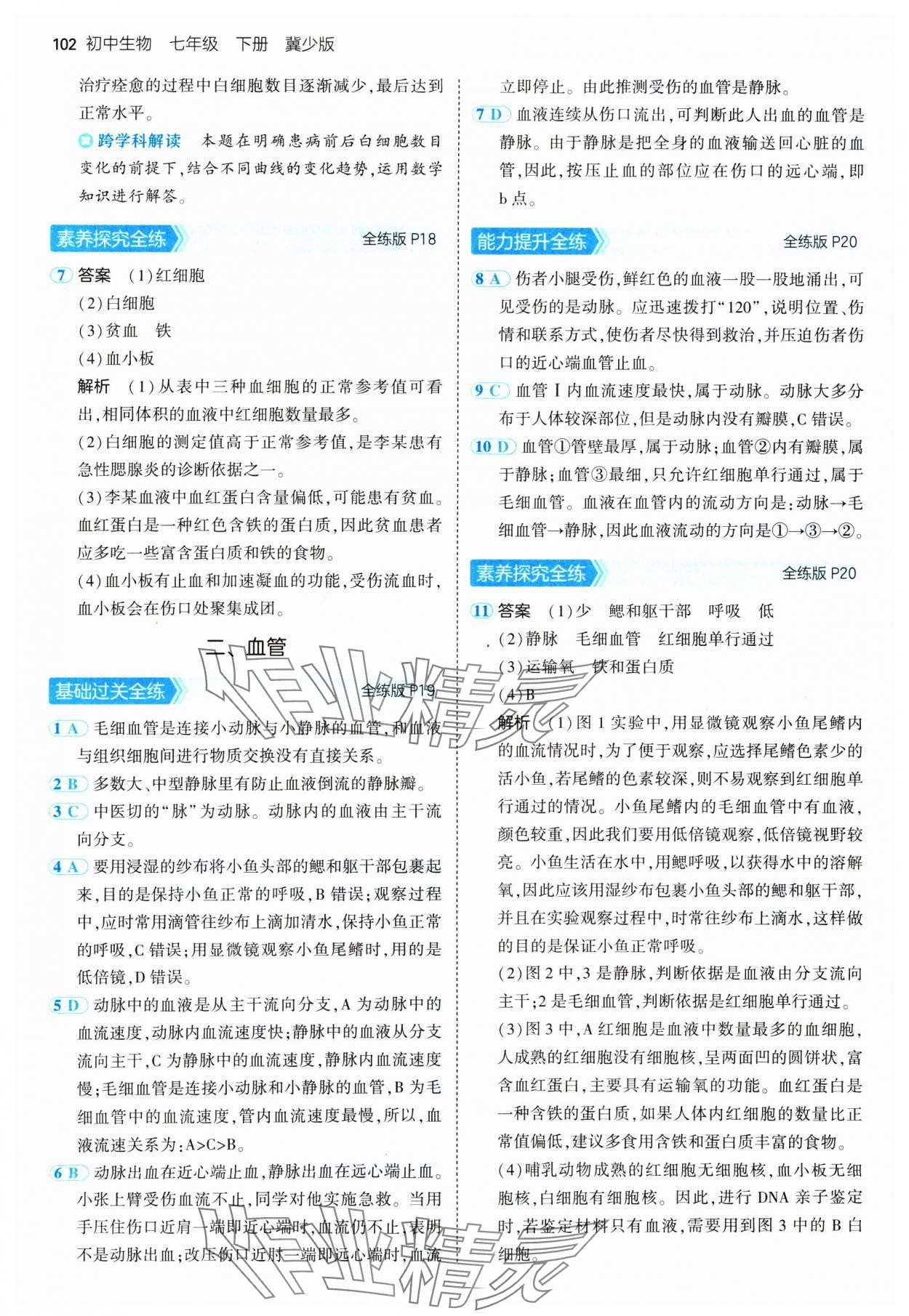 2025年5年中考3年模拟七年级生物下册冀少版 第8页