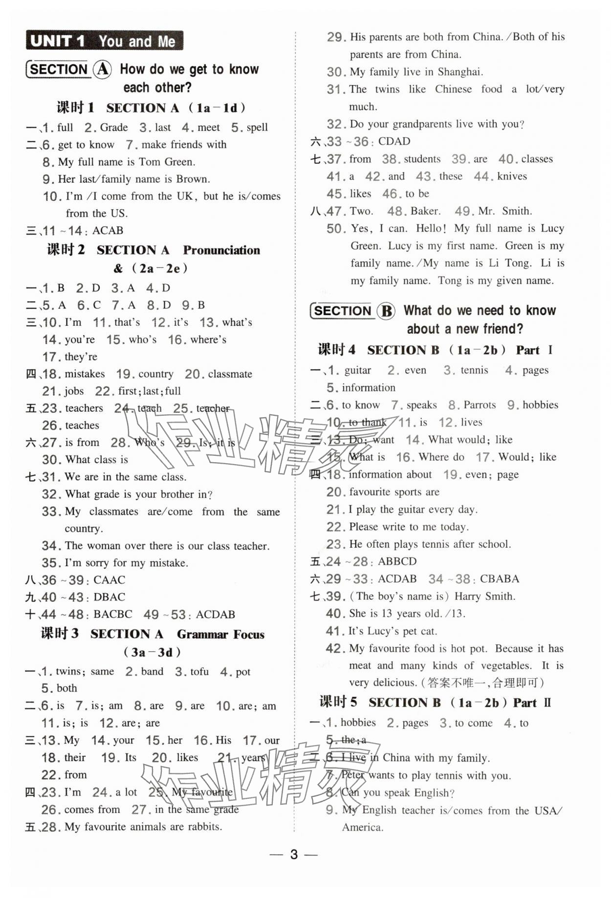 2025年點(diǎn)撥訓(xùn)練七年級(jí)英語上冊(cè)人教版遼寧專版 第3頁