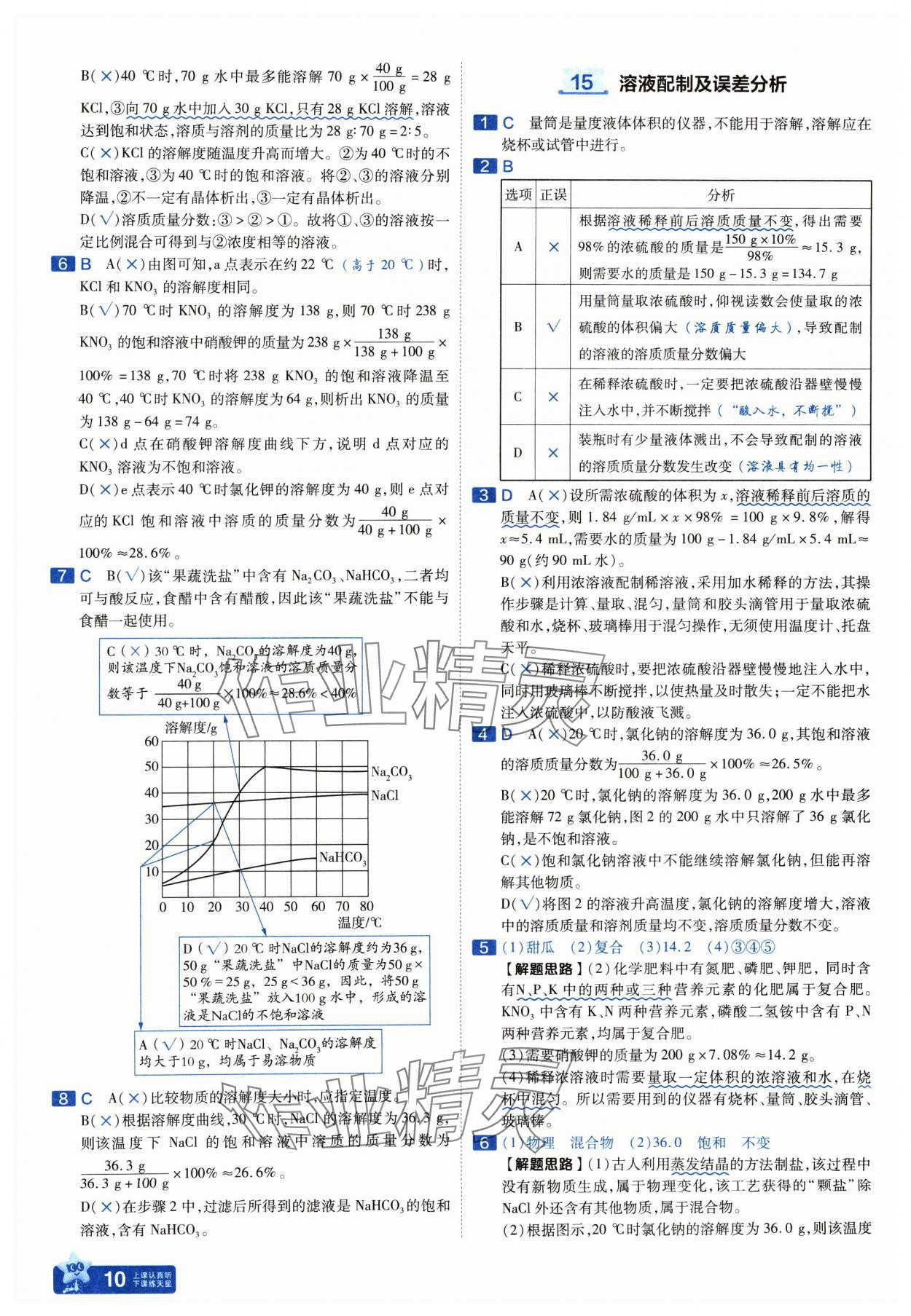 2025年金考卷中考45套匯編化學山西專版紫色封面 參考答案第10頁