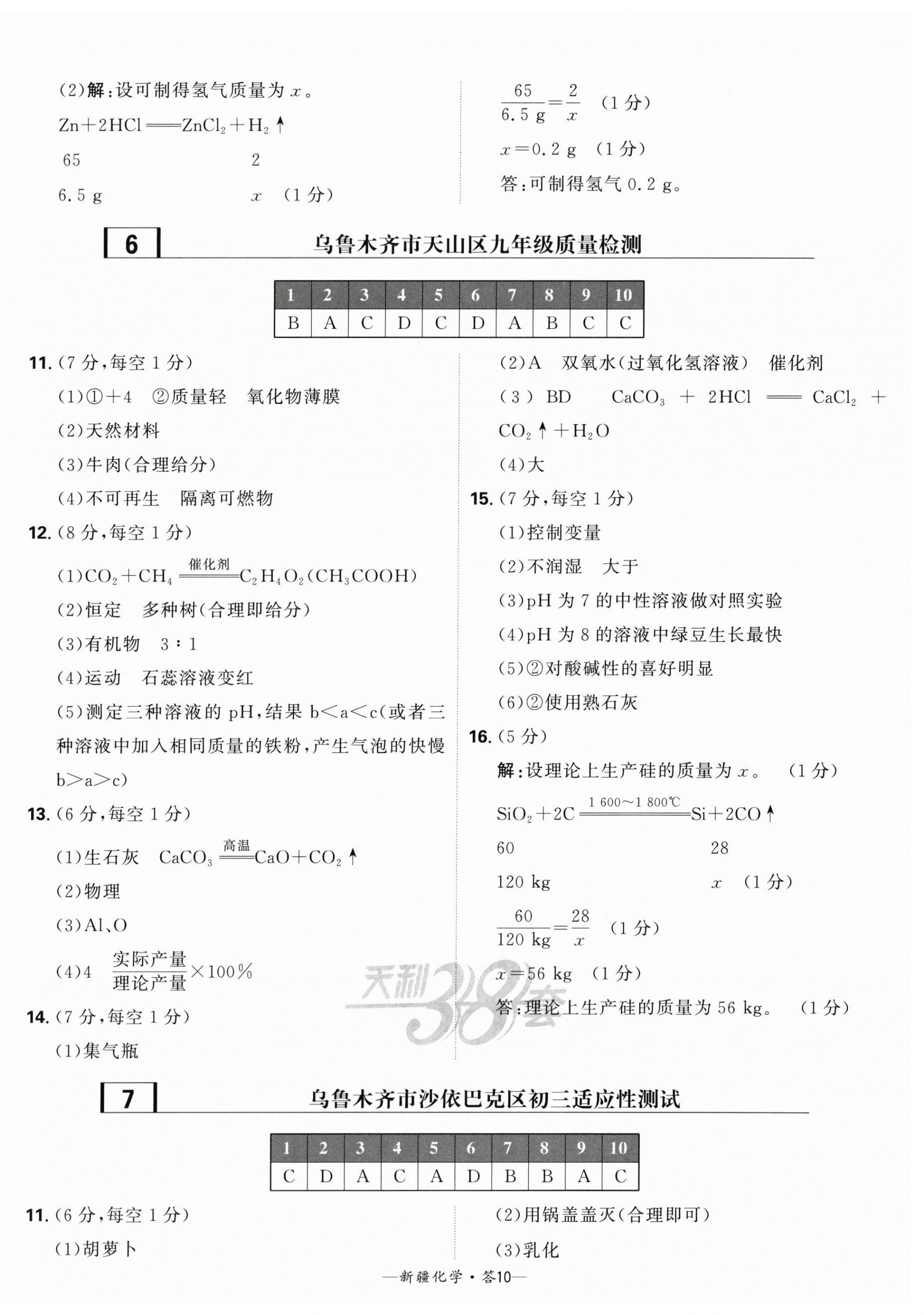 2024年天利38套中考試題精選化學(xué)新疆專版 第10頁(yè)