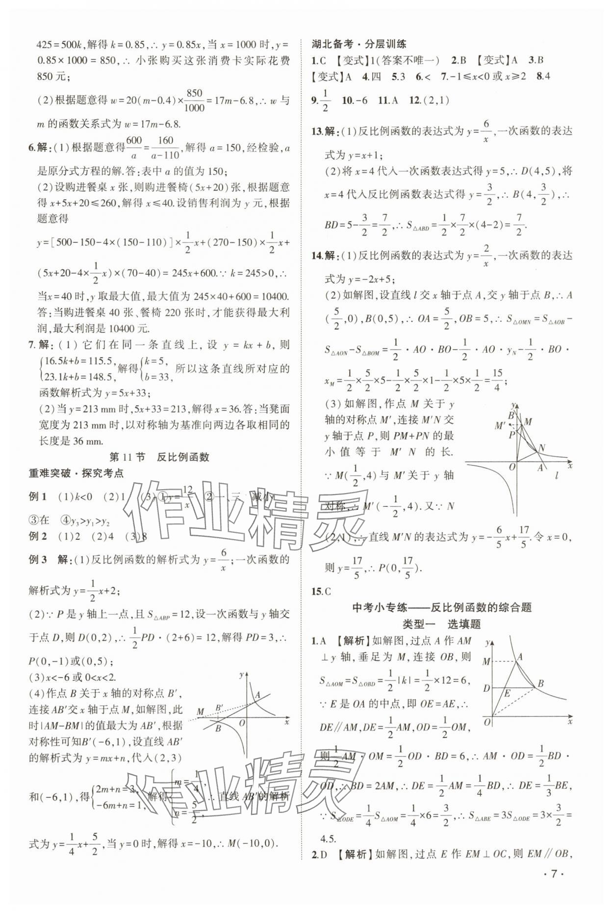 2025年聚焦中考數(shù)學(xué)中考湖北專版 參考答案第7頁