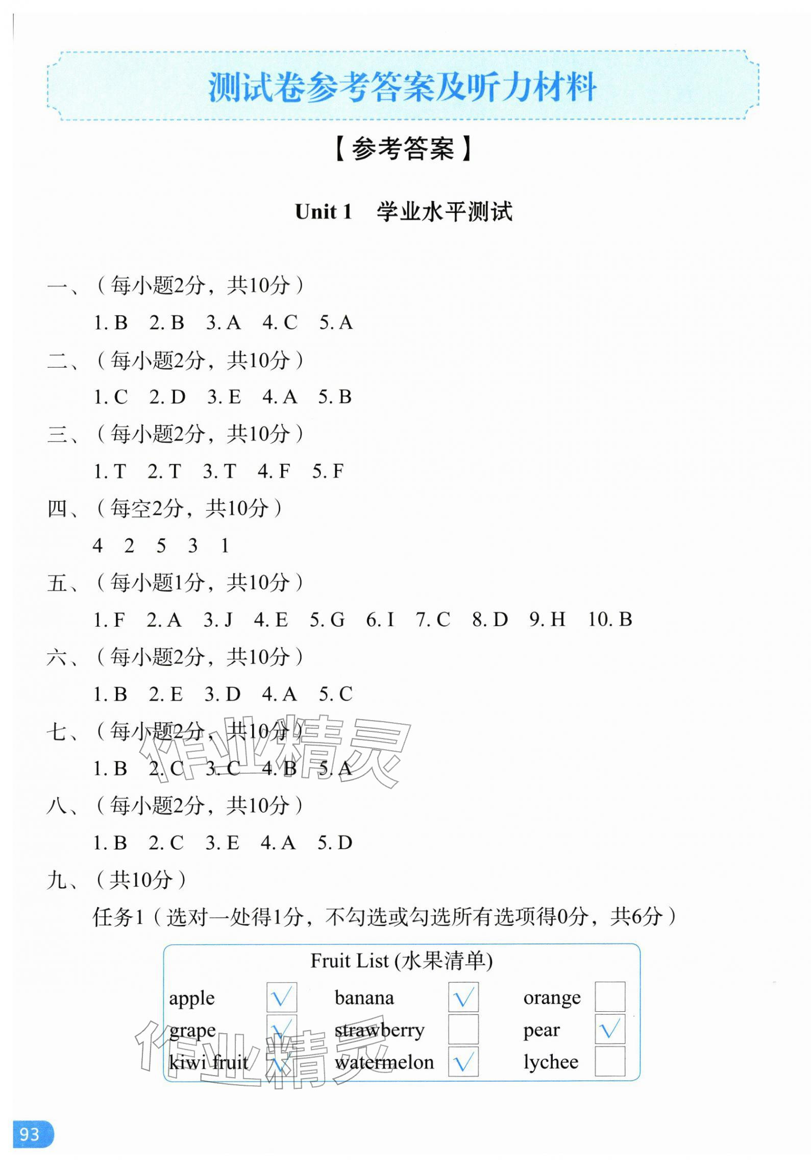2026年同步训练大同出版传媒有限公司三年级英语下册人教大同版&nbsp;参考答案第1页