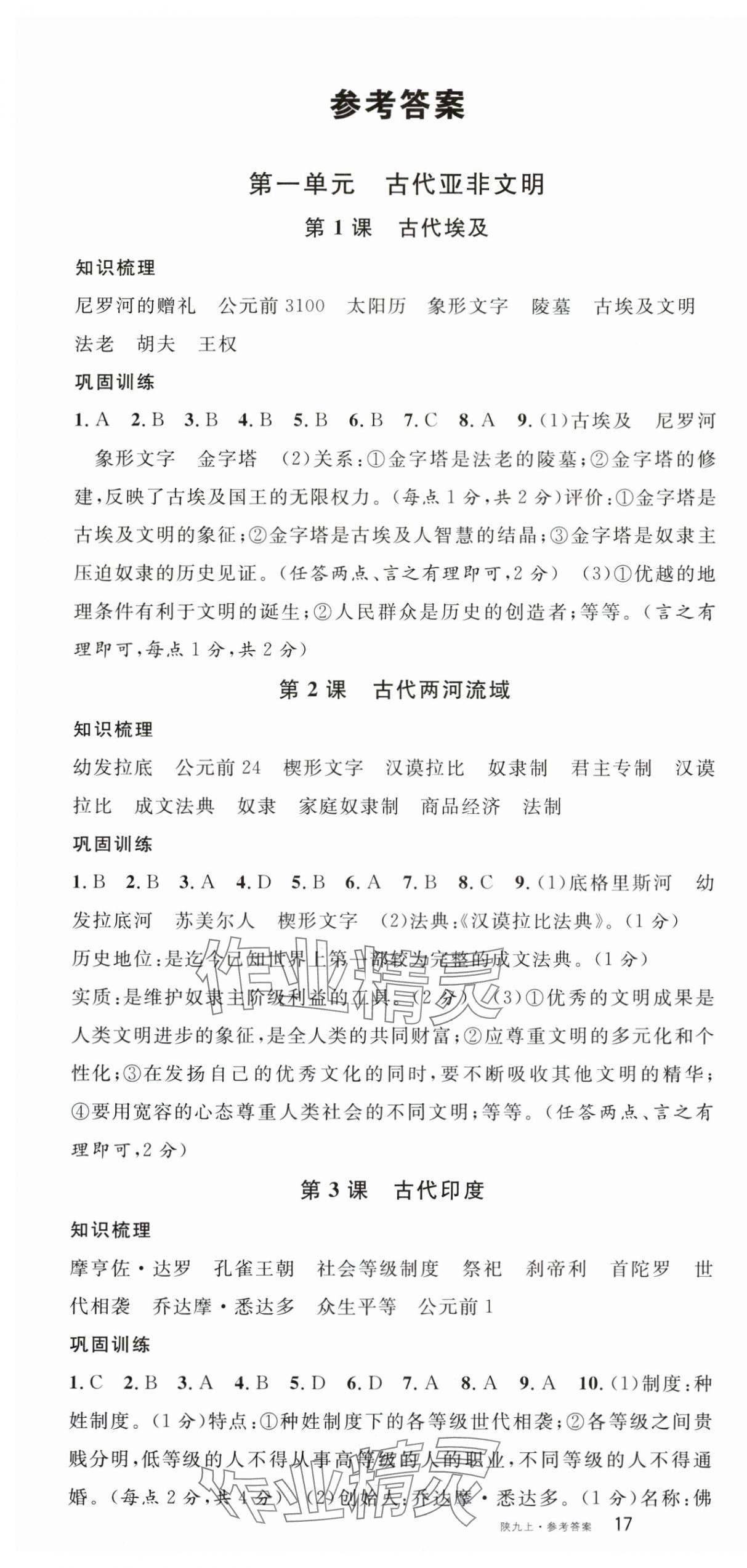 2025年名校課堂九年級歷史上冊人教版陜西專版 第1頁