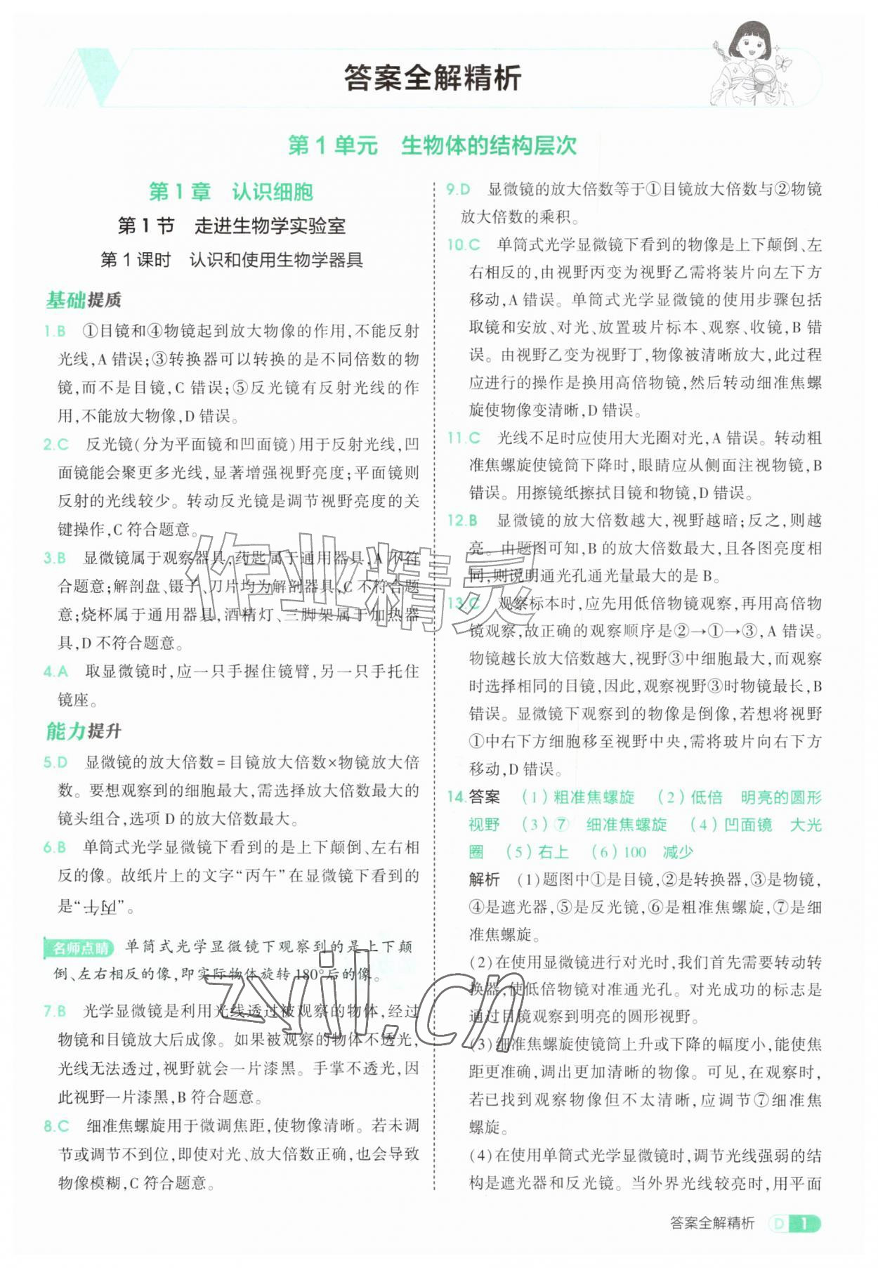 2026年5年中考3年模拟七年级生物上册苏教版&nbsp;第1页