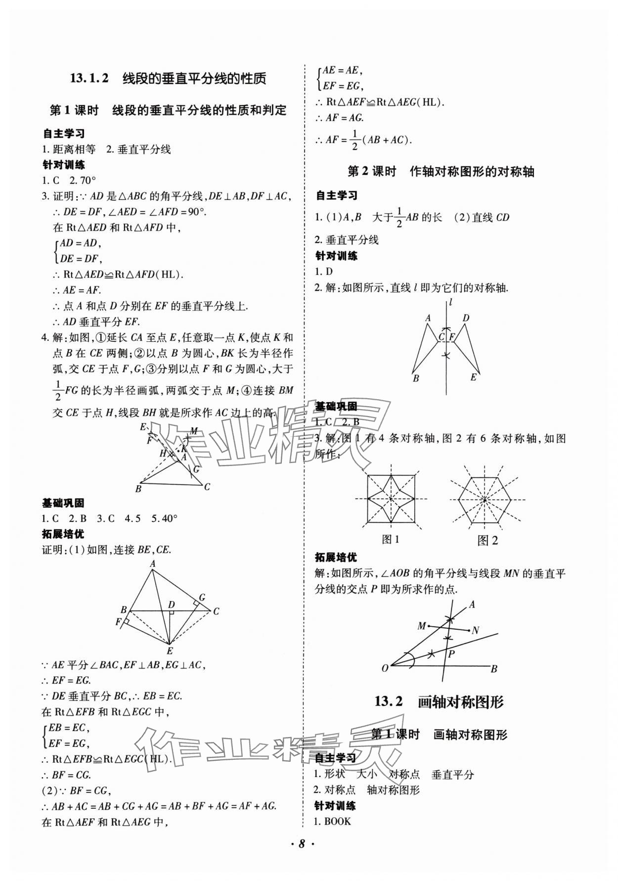 2024年本土攻略八年级数学上册人教版 参考答案第8页