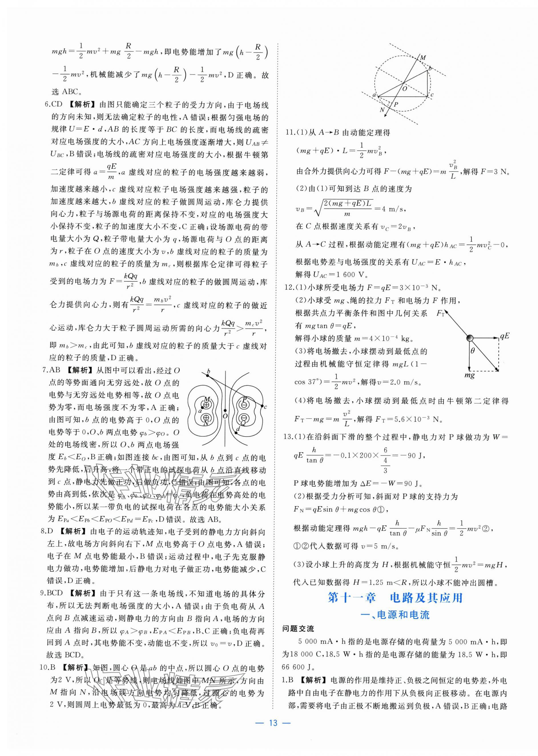 2025年全效核心素養(yǎng)測(cè)評(píng)高中物理必修第三冊(cè)人教版&nbsp;參考答案第13頁(yè)