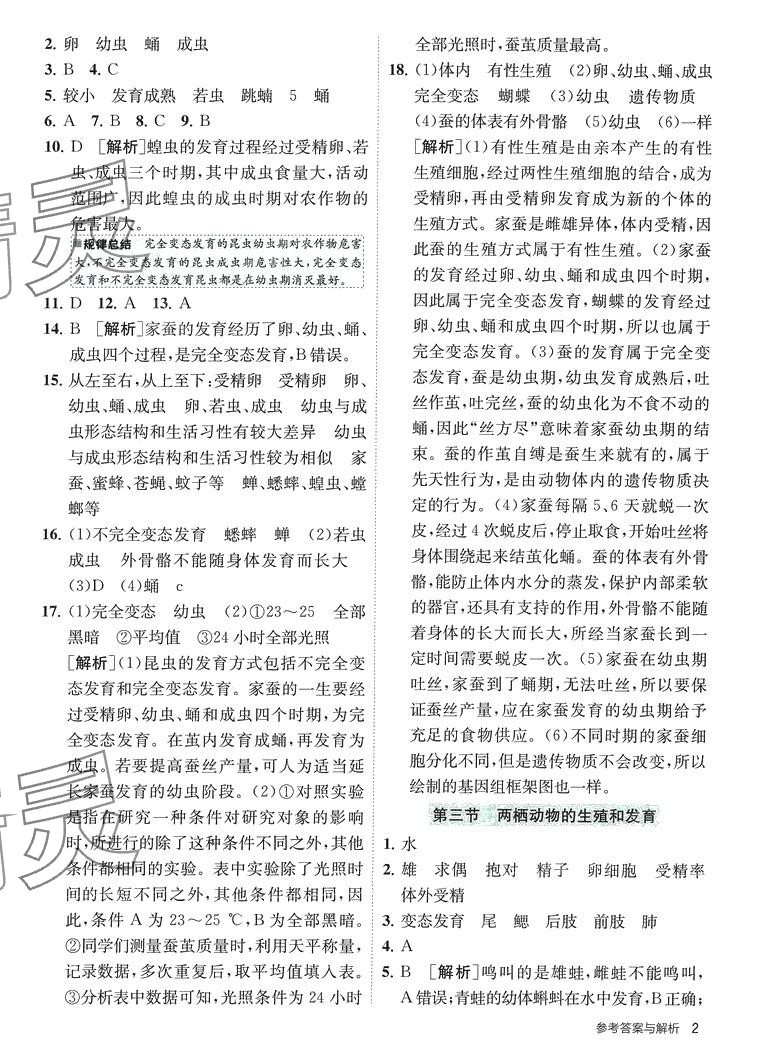 2024年課時訓(xùn)練江蘇人民出版社八年級生物下冊人教版 第2頁