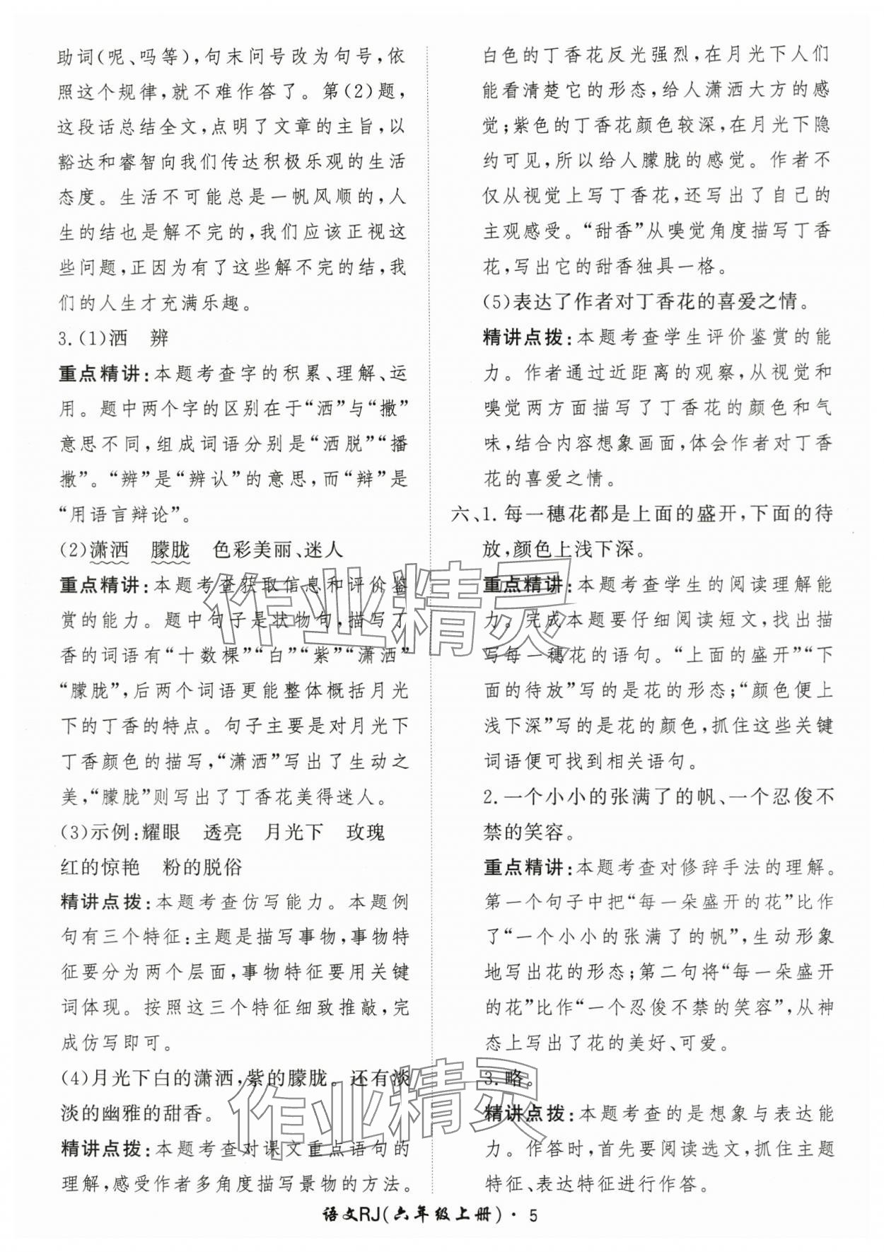 2025年黃岡360定制課時六年級語文上冊人教版 第5頁