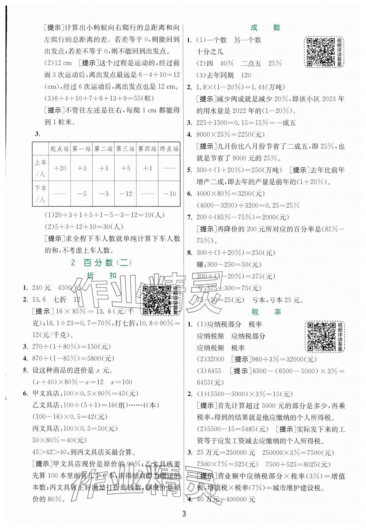 2025年实验班提优训练六年级数学下册人教版 参考答案第3页