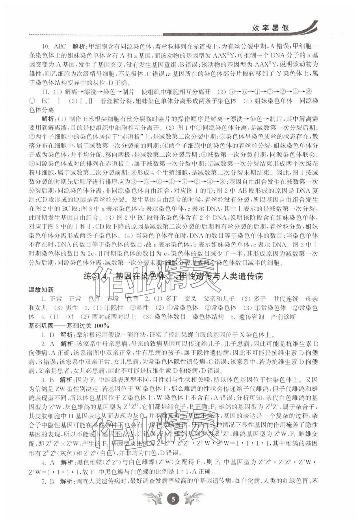 2025年效率暑假江苏人民出版社高一生物 第5页