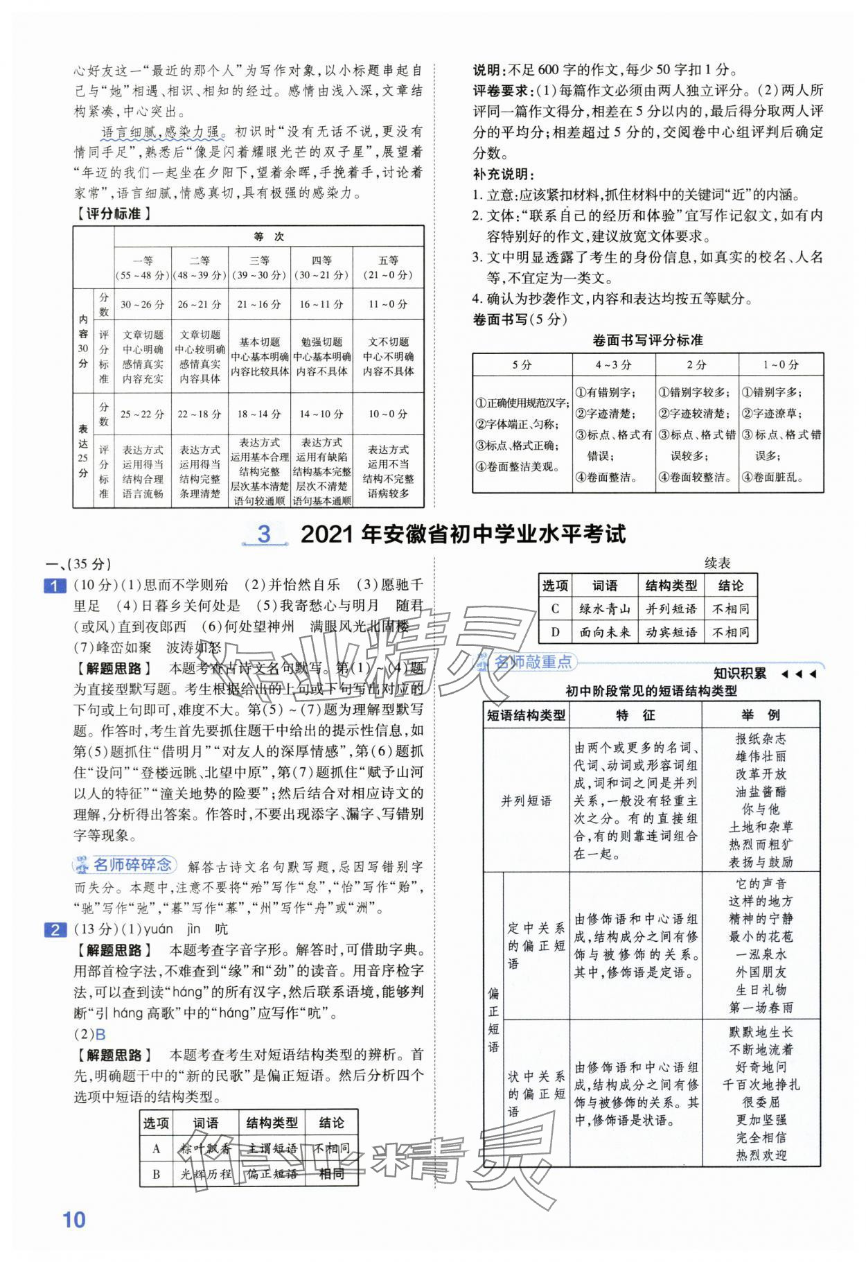 2024年金考卷45套匯編語(yǔ)文安徽專版 第10頁(yè)