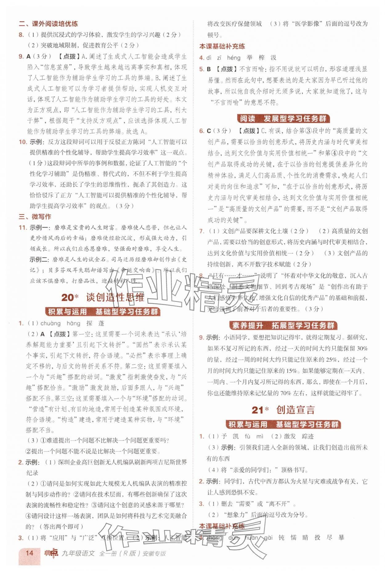 2025年综合应用创新题典中点九年级语文全一册人教版安徽专版 第14页